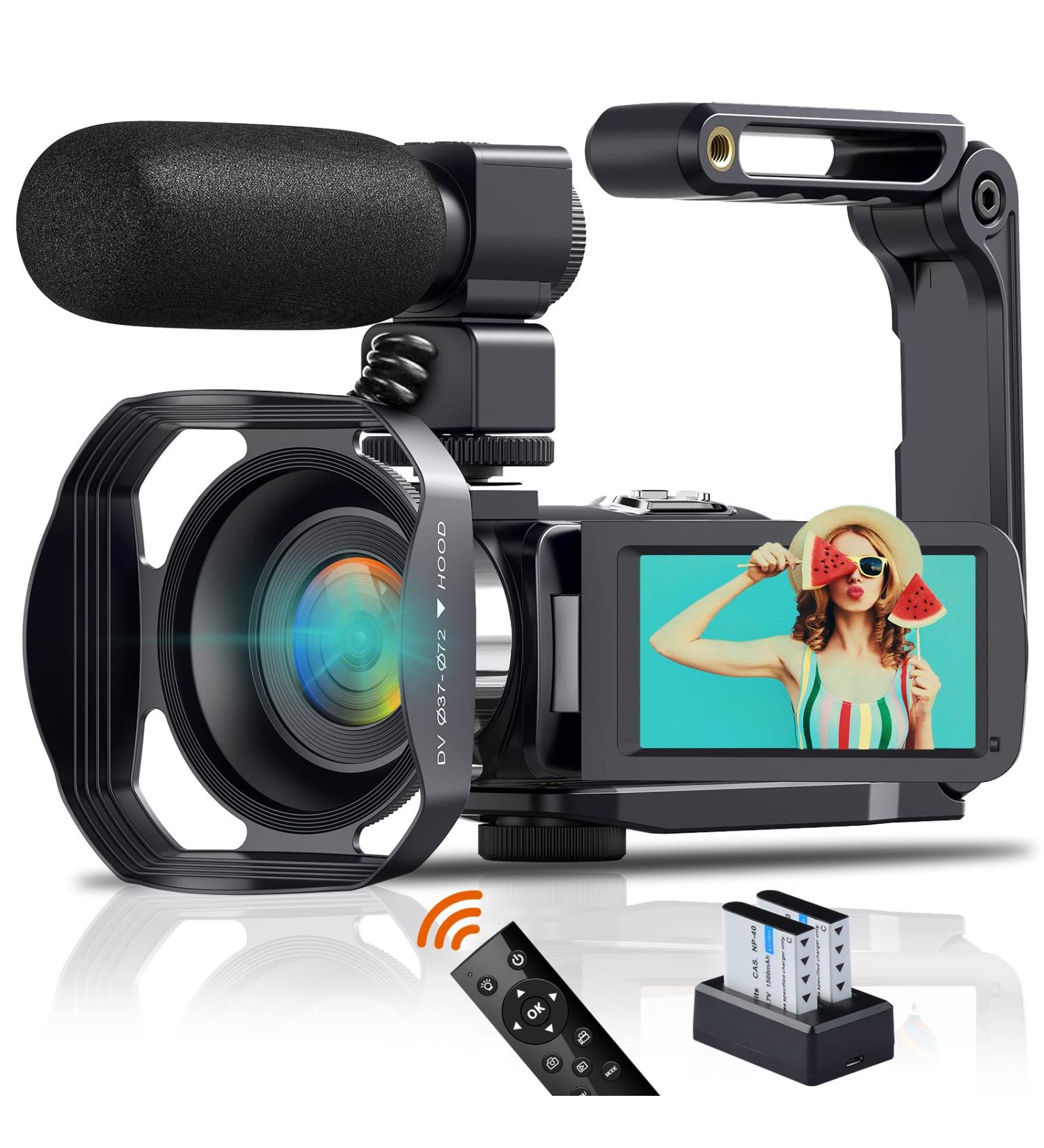 MISIOU 4K 48MP Camcorder with Night Vision, WiFi, and Microphone - Vlogging Camera with Remote Control and Lens Hood V4S - Buy Online on GoSupps.com