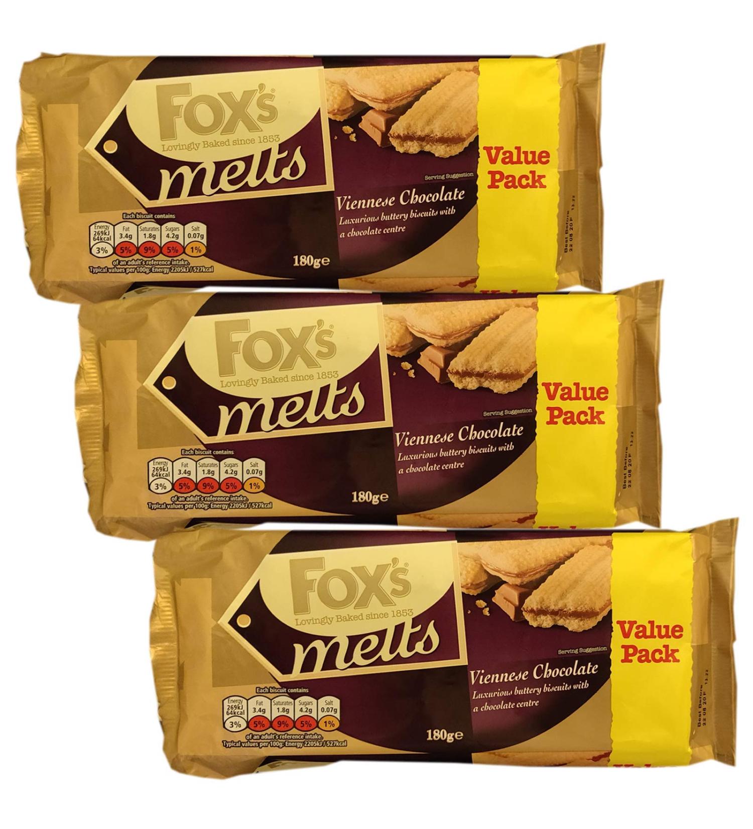  Several Foxs Viennese | Fox's Viennese Chocolate Melts 180 g | Foxes Melts Viennais | Favourite Biscuits Lot de 3 paquets - Buy Online on GoSupps.com
