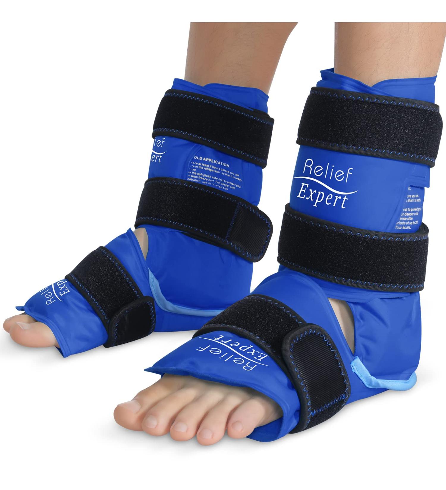 Relief Expert Ankle Ice Pack Wrap - 2 Pack for Plantar Fasciitis, Achilles Tendonitis, Heel Relief - Royal Blue - Buy Online on GoSupps.com