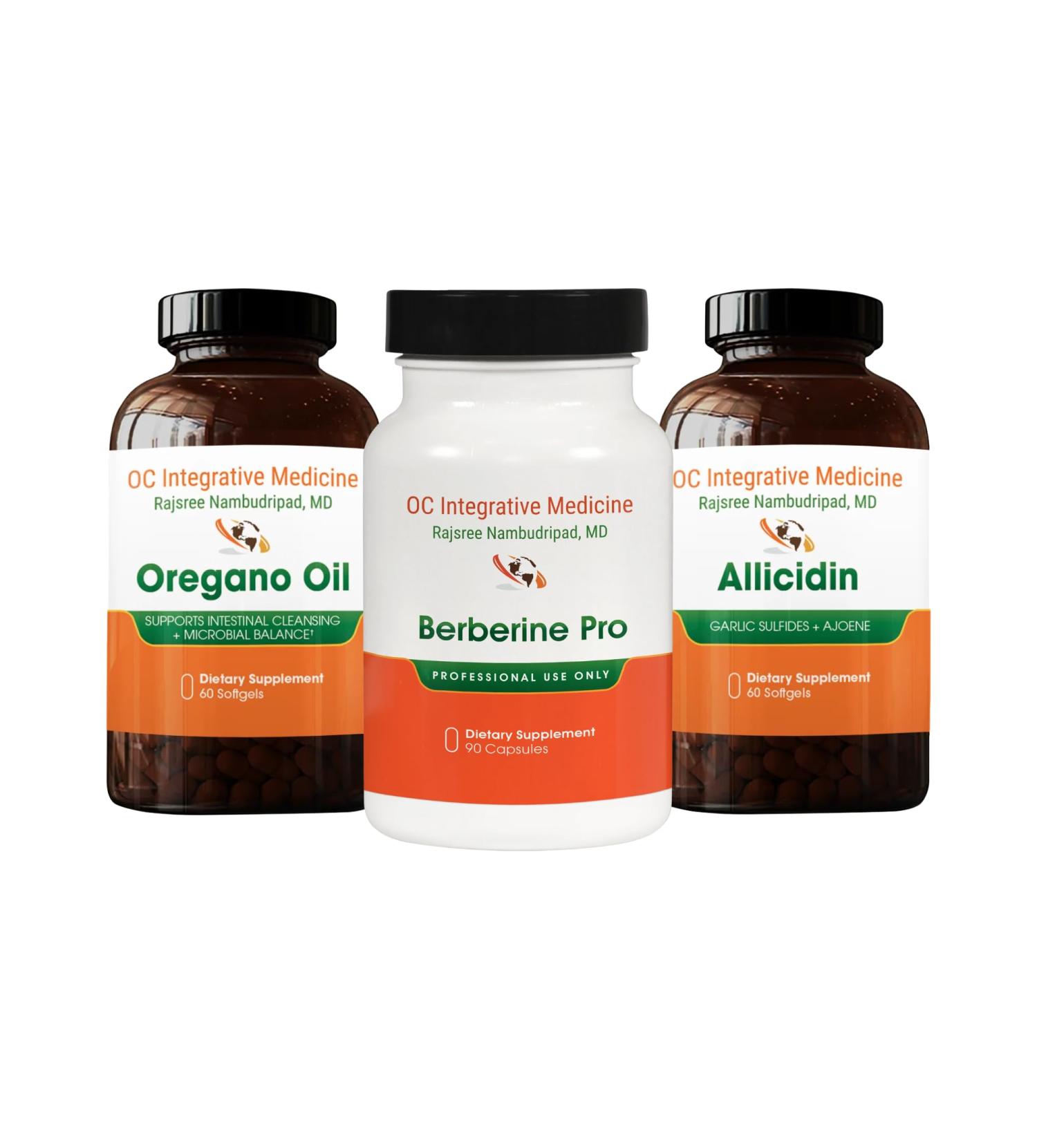 Herbal Bundle by Dr. Rajsree Oregano Oil 60 Softgels Allicidin 60 Softgels and Berberine Pro 90 Capsules - Buy Online on GoSupps.com