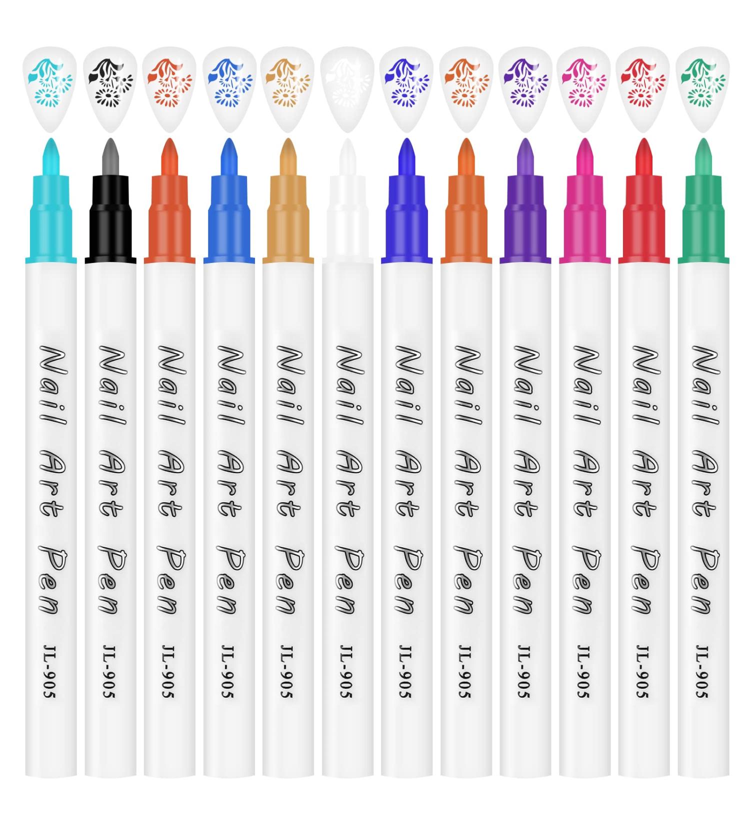 12 Pcs Nail Art 3D Painted Pen Colorful Nail Graffiti Pen Quick Drying Nail Art Painting Pen Easy to Use Nail Point Graffiti Pen Smooth Nail Art Drawing Pen for Flower Pen Hook Line DIY Nail Art - Buy Online on GoSupps.com