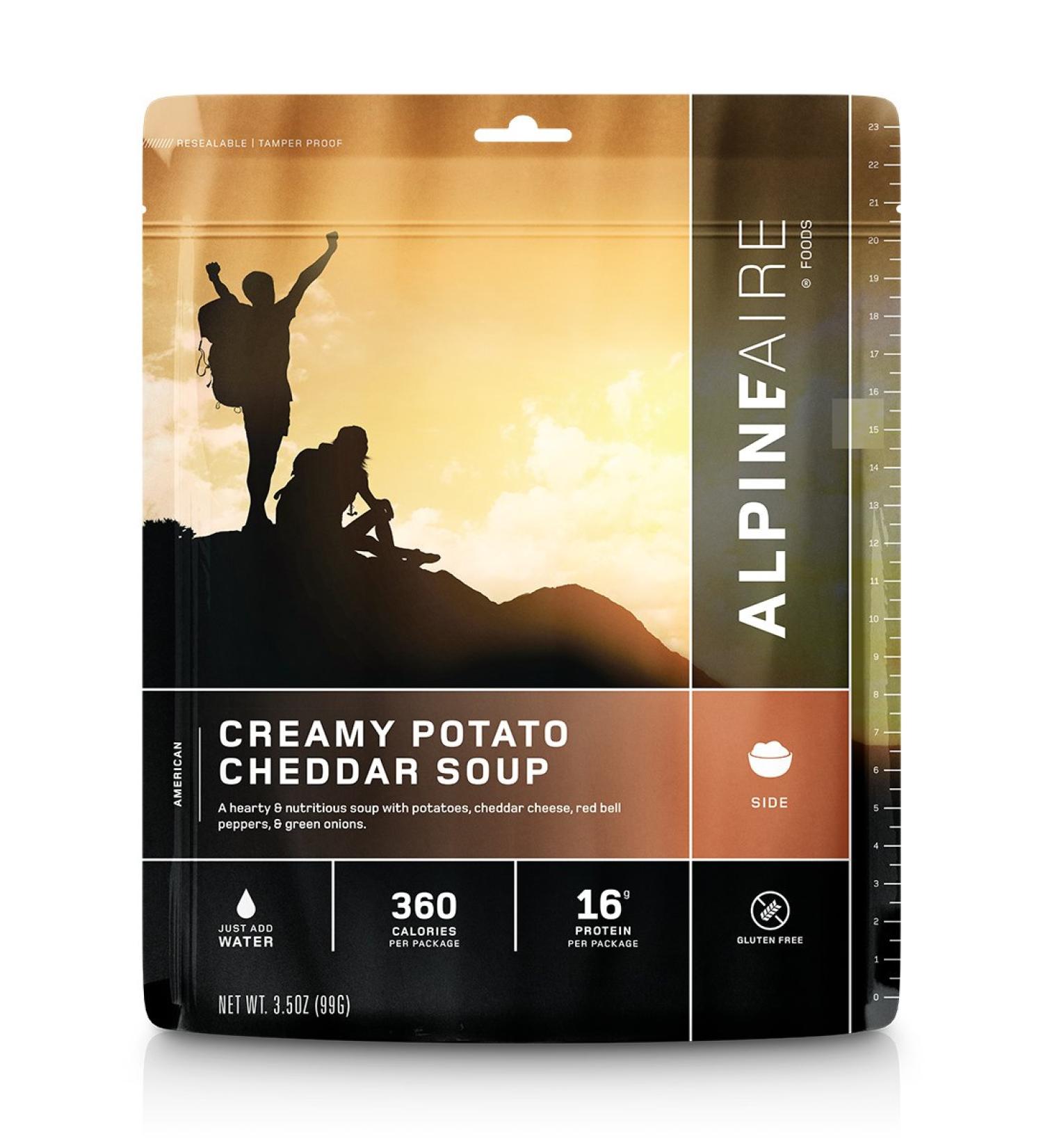 Alpine Creamy Potato Cheddar Soup Freeze-Dried/Dehydrated Entre Meal Pouch  Just-add-Water  2-Servings per Pouch  Gluten-Free  8g of Protein per Serving - Buy Online on GoSupps.com