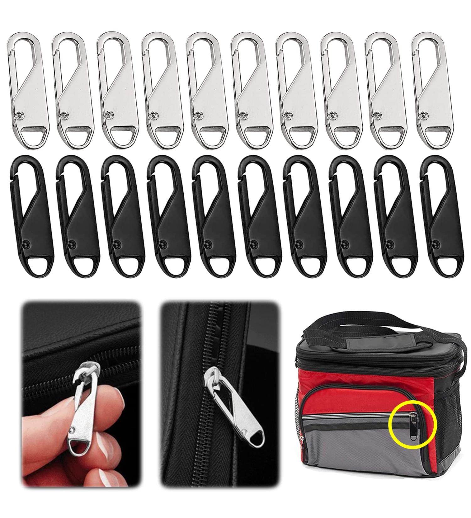 Qazuwa 20 Pack Metal Zipper Pull Tabs Black & Silver Zip Pull Tags for Luggage Bags Jackets & More | International Shipping Available - Buy Online on GoSupps.com