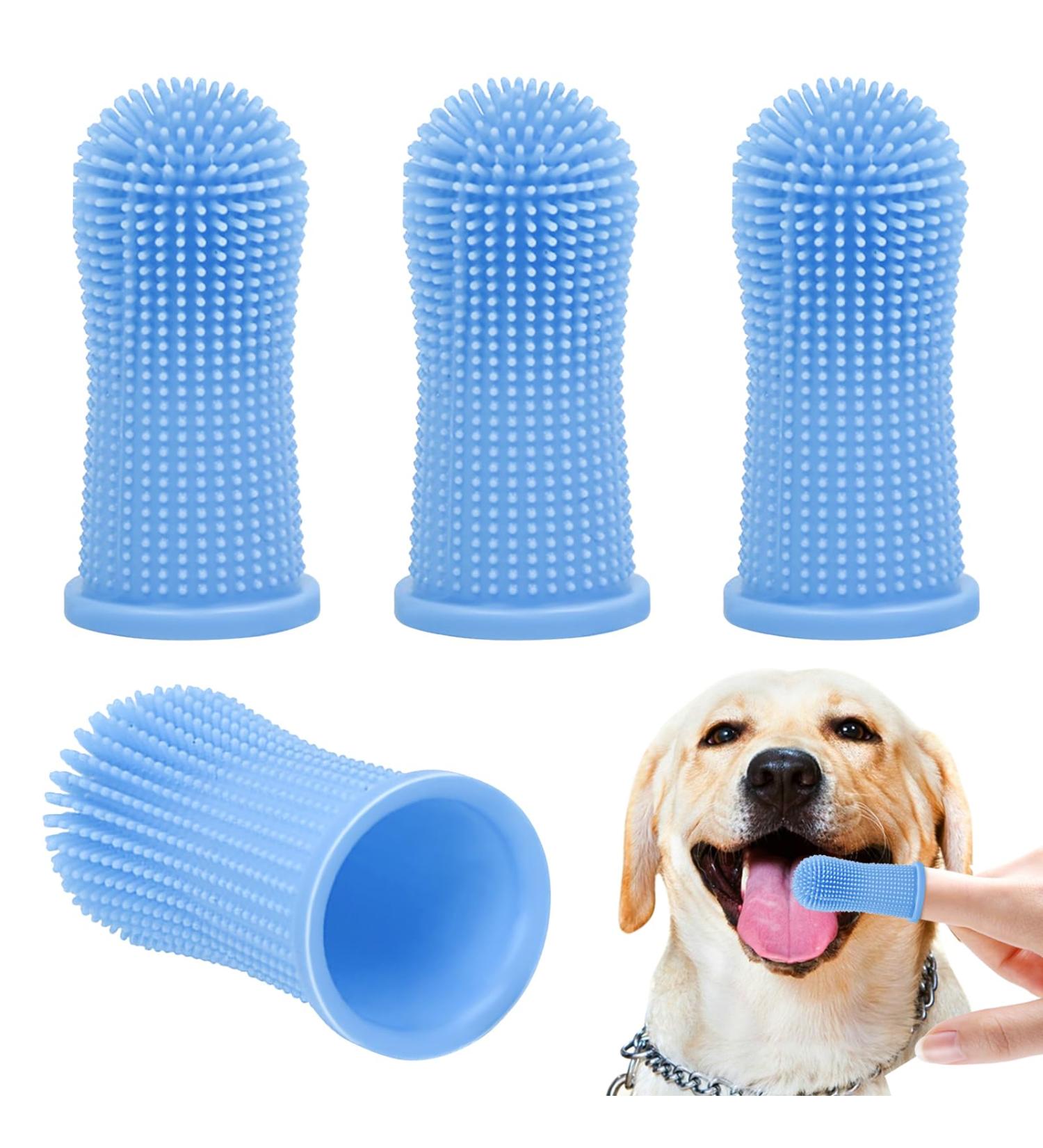 KMZ 4PCS Dog Finger Toothbrush 360 Pets Teeth Cleaning Toothbrush Silicone Teeth Cleaning Breath Dental Care Plaque Off Dog Cat Puppy Toothbrush - Buy Online on GoSupps.com