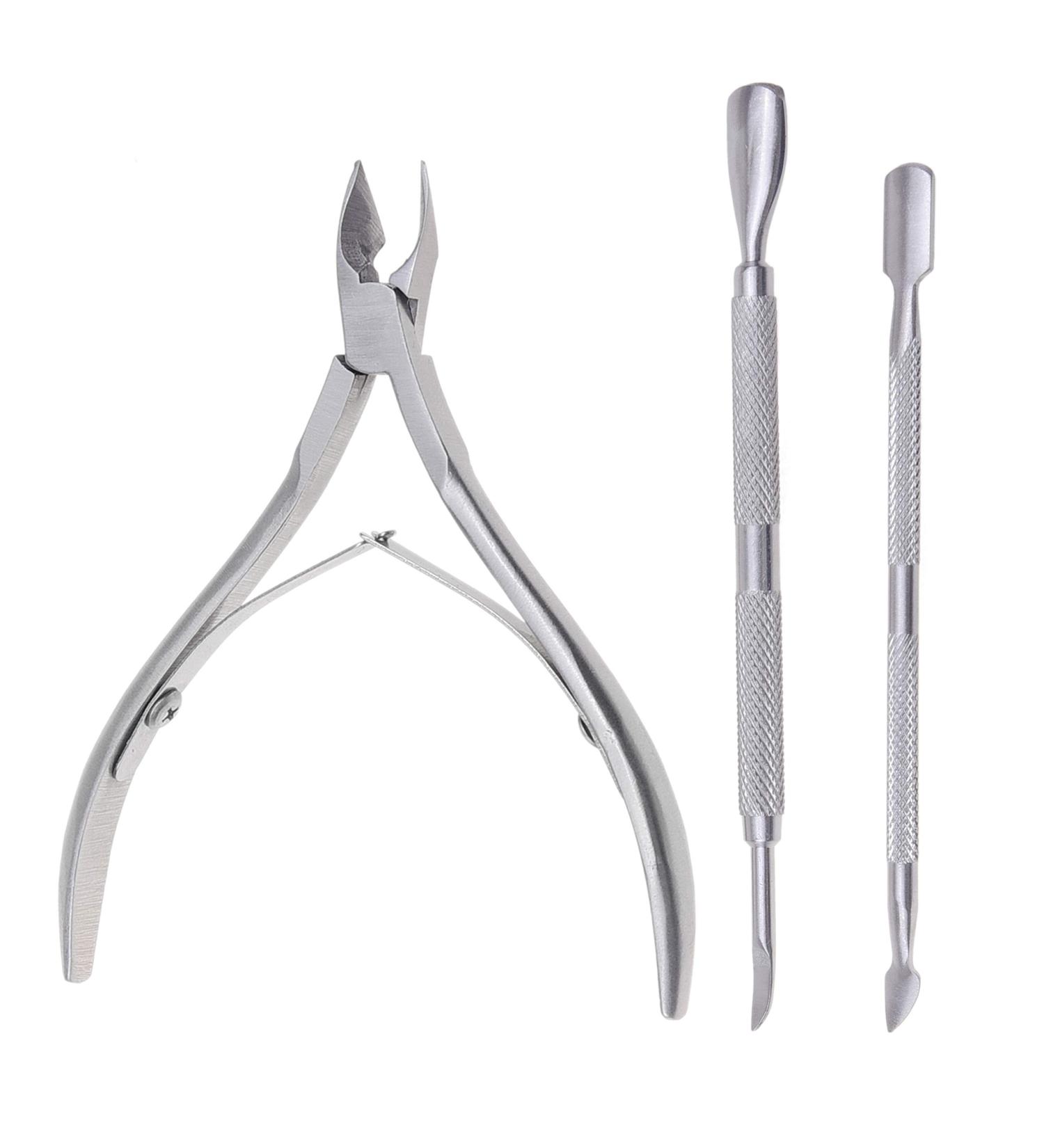 Kare & Kind Stainless Steel Cuticle Nipper and Pushers Set - Trimmer and 2 Pushers for DIY Manicure Pedicure - Home Nail Salon Essentials - Buy Online on GoSupps.com
