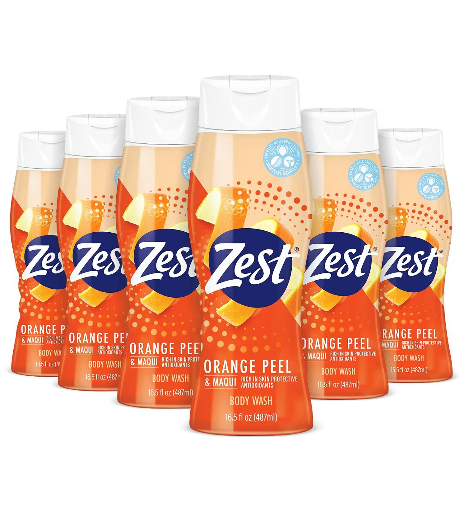 Zest Orange Peel and Maqui Body Wash - Refreshing and Invigorating 16.5 Fl Oz (Pack of 6) - Buy Online on GoSupps.com
