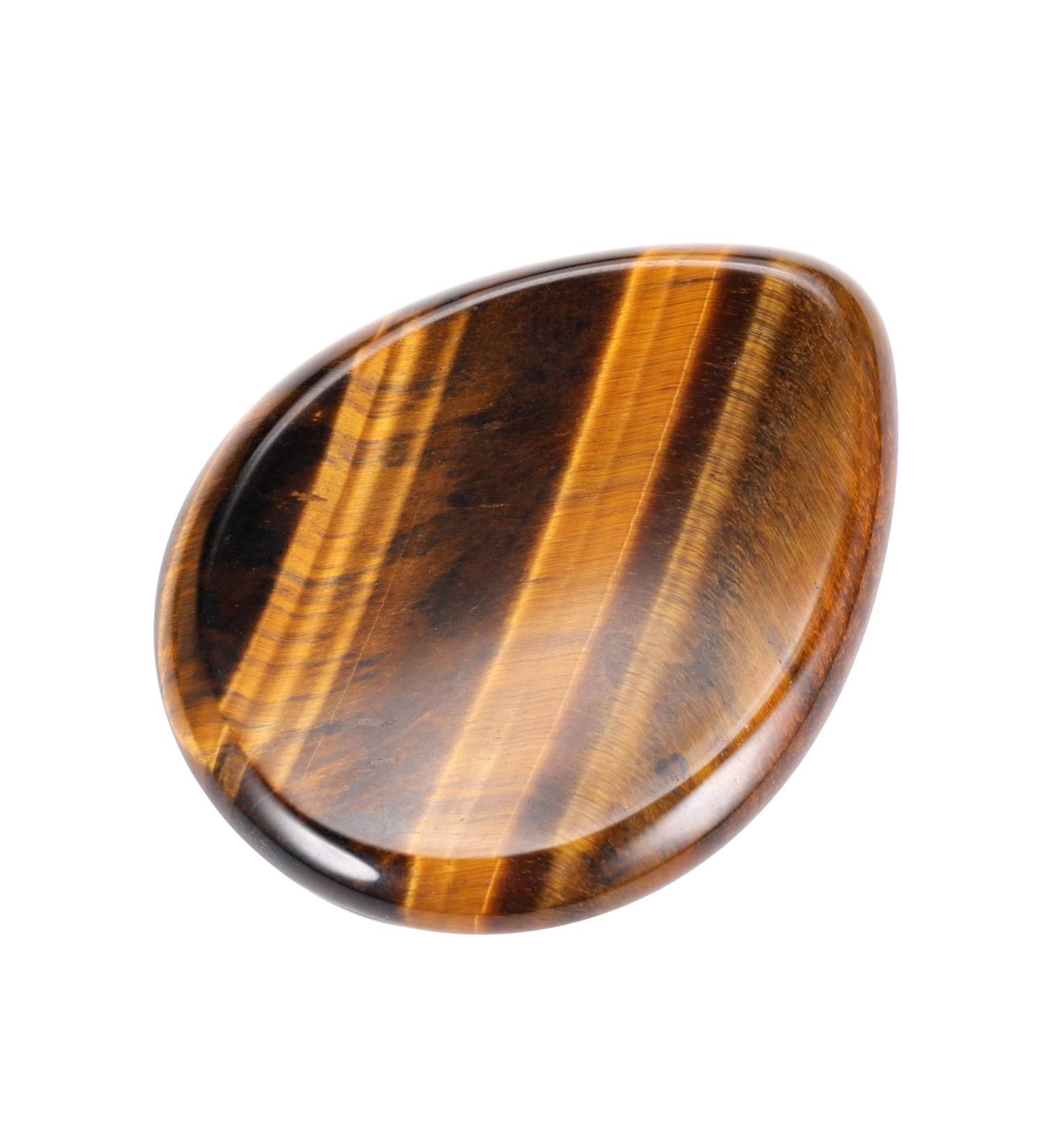 Tiger's Eye Gemstone Carved Thumb Worry Stone for Anxiety Relief - Buy Online on GoSupps.com