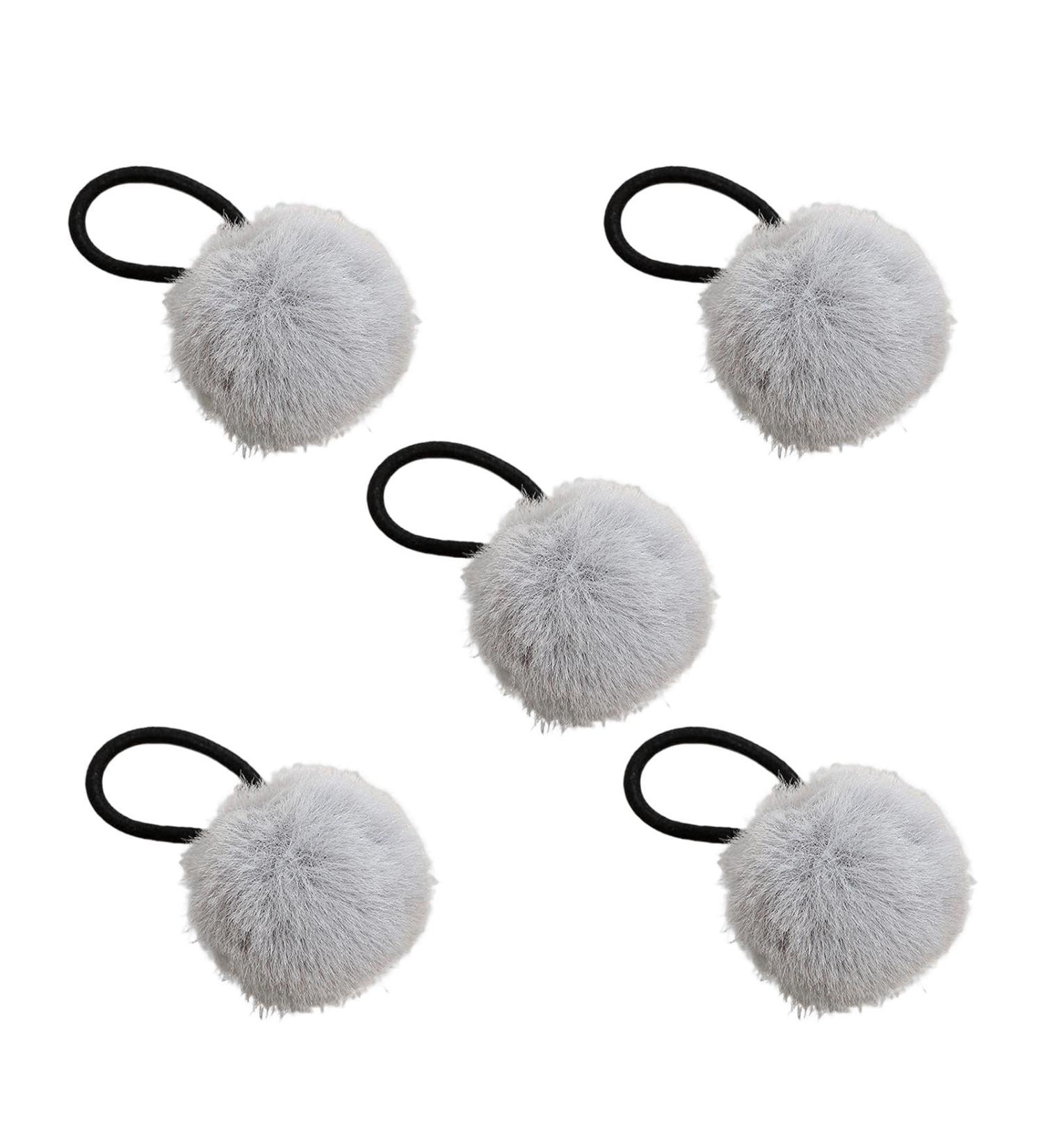 Yabauuop Hair Rope for Girls - Chic Furry Ball Hair Ties - Fashionable Hair Ties for Women And Girls Versatile Ponytail Holders for Dating Parties grey - Buy Online on GoSupps.com