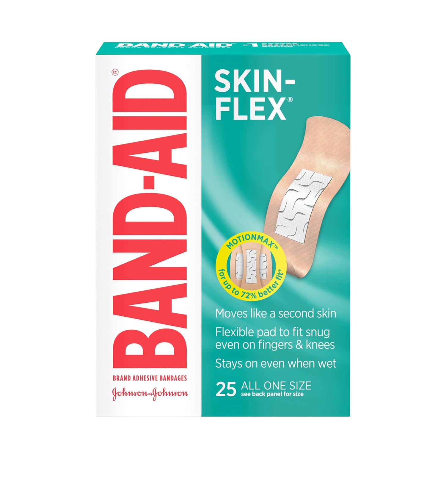Band-Aid Skin-Flex Adhesive Bandages - 25 Count Pack - Flexible, Sterile Bandages for Minor Cuts, Scrapes, and Burns - Ideal for Fingers, Hands, and Knees - Buy Online on GoSupps.com