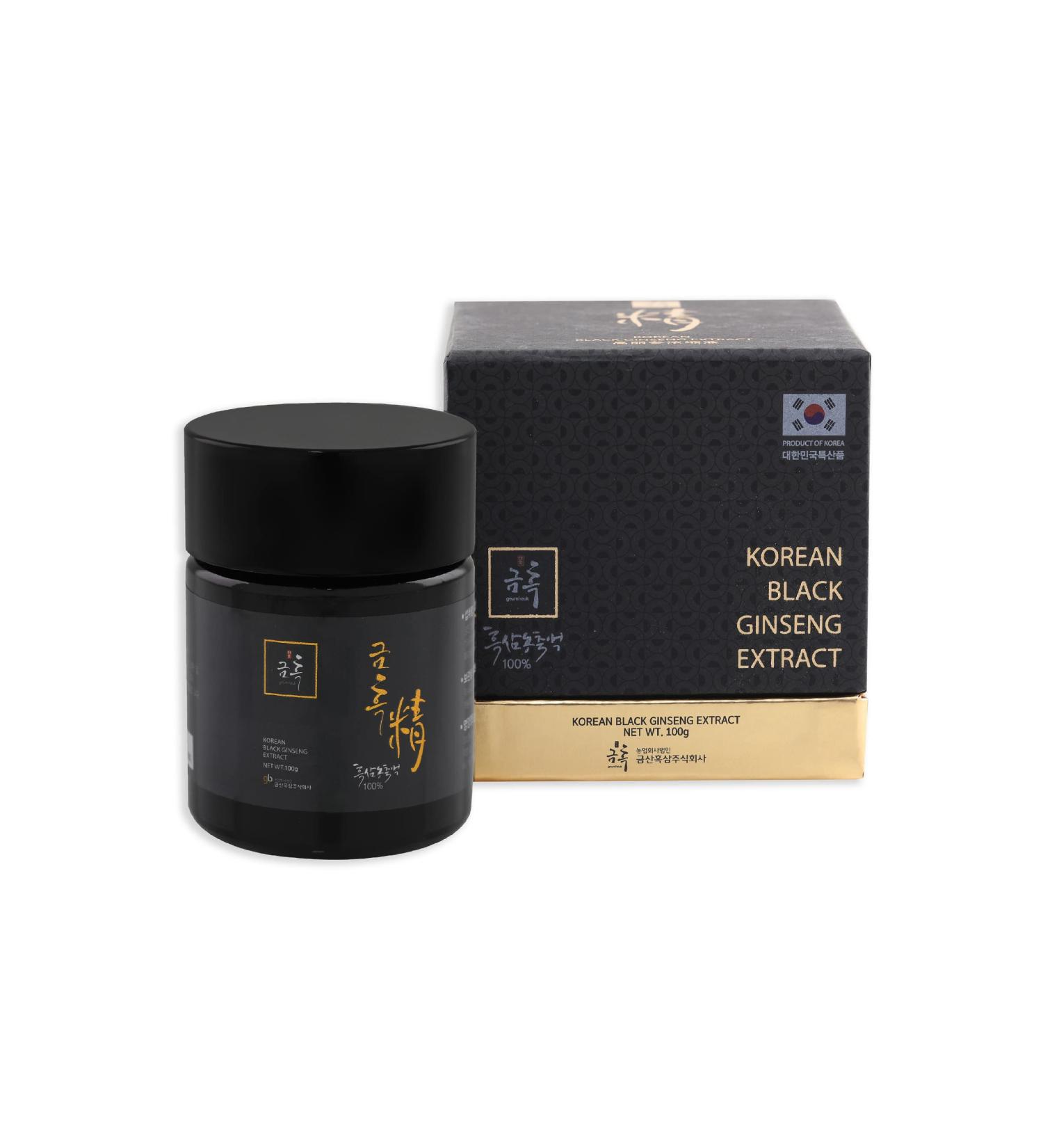Korean Black Ginseng 100 g Concentrated Extract 100% Natural - 3 Month Cure High Saponin Content 80 mg/g - Ginsenosides Rg1 Rb1 Rg3 6 mg/g. Reinforced with ginsenosides Rg3 Rg5 and Rk1 - Buy Online on GoSupps.com