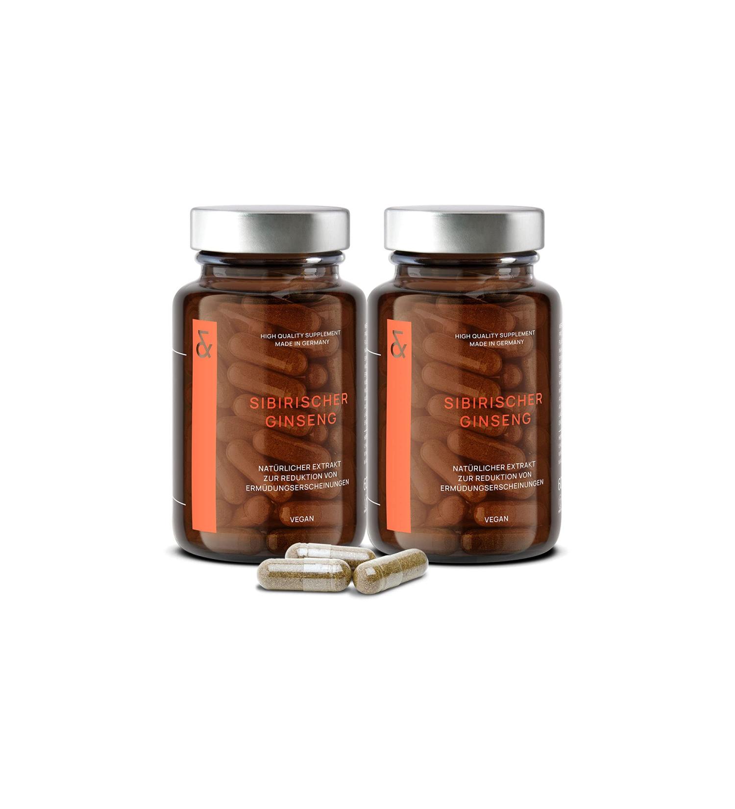 Buy 2x Siberian Ginseng 900mg Capsules - Natural Adaptogen for Fatigue & Concentration - 120 Vegan Eleuthero Capsules - Buy Online on GoSupps.com