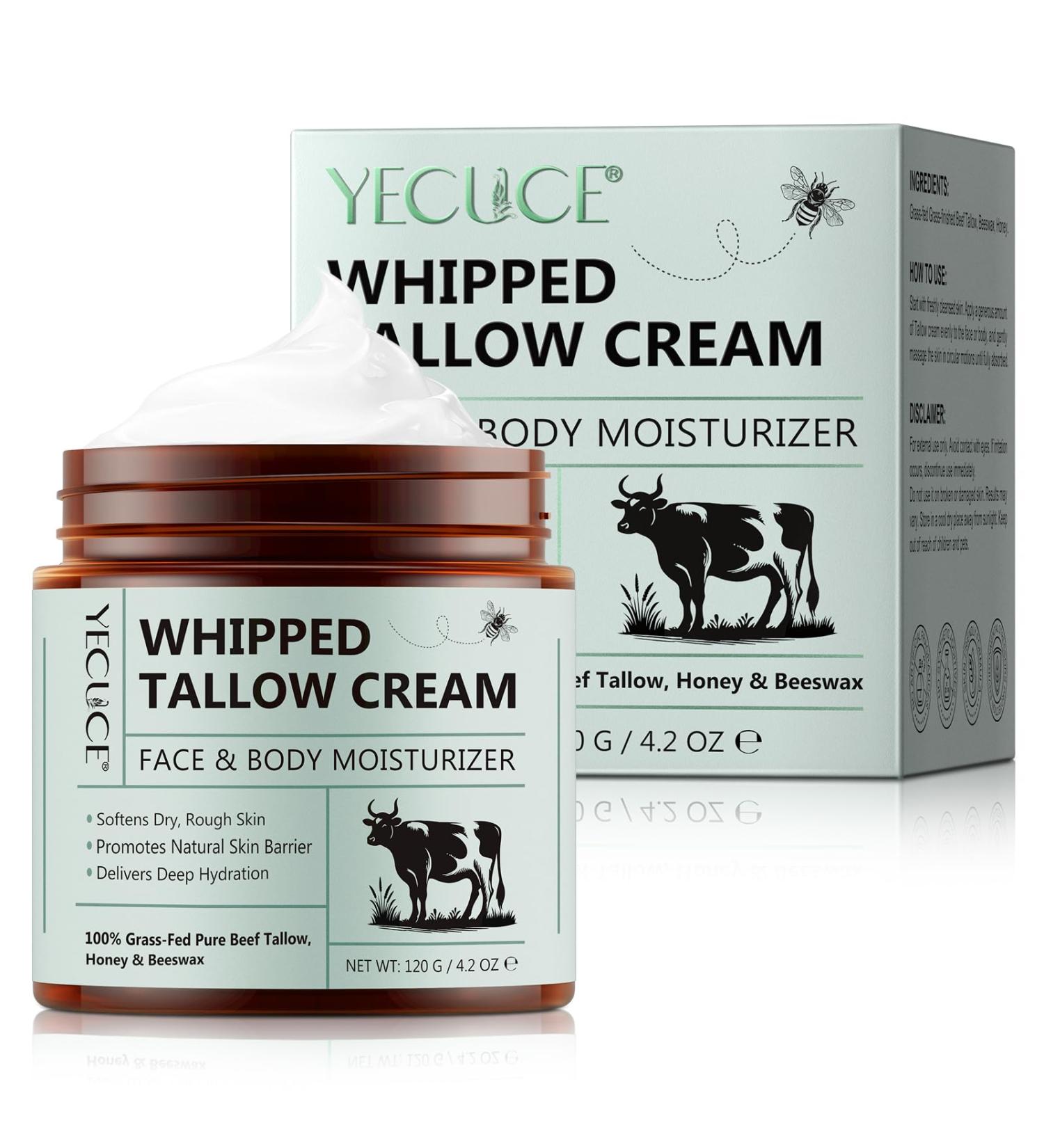 Beef Tallow Creme Bio Beef Tallow Honey Cream for Face Whipped Beef Tallow and Honey Balm Tallow Face Moisturizer for Repairing Damaged Dry Skin Organic Beef Tallow Face Moisturizer for Skin Hydration - Buy Online on GoSupps.com
