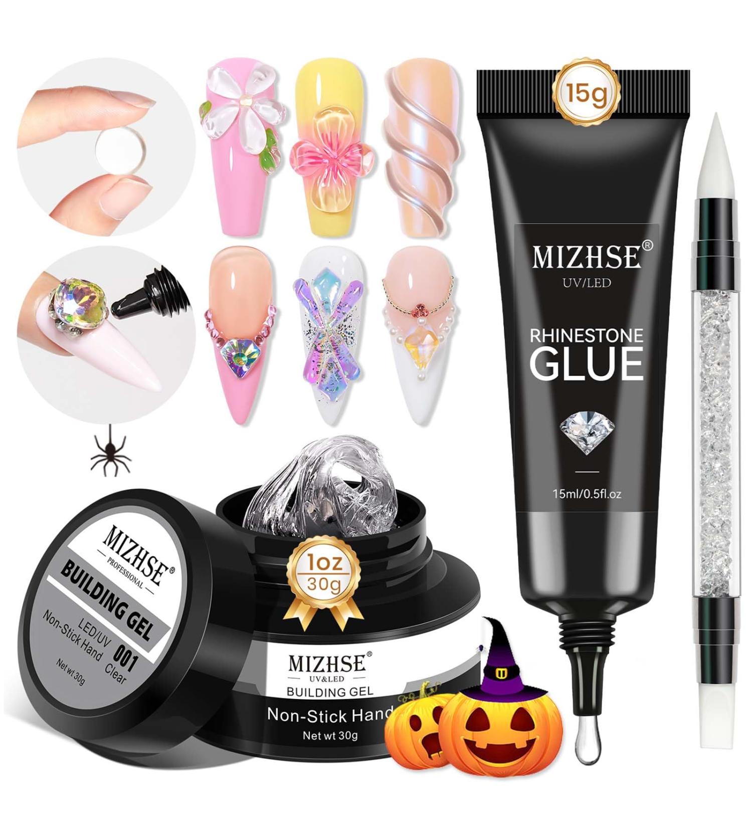 MIZHSE 30g Solid Builder Gel For Nails and 15g Rhinestone Glue for Nails Clear Nail Builder Gel Hard Gel for Nails 3D Nail Sculpting Gel Non-Sticky Hand UV LED Nail Charm Glue Nail Art for Salon Home 30g Builder Gel+15g Rhinestone Glue - Buy Online on GoSupps.com