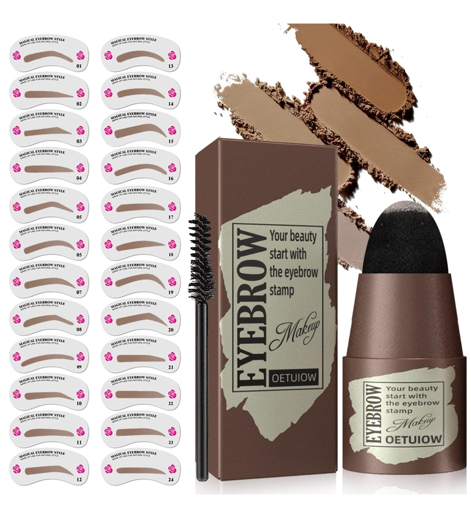 Eyebrow Stamp Stencil Kit - 24 Reusable Stencils for Perfect Natural Brows - Long-Lasting, Waterproof Trio Kit in Medium Brown - Buy Online on GoSupps.com