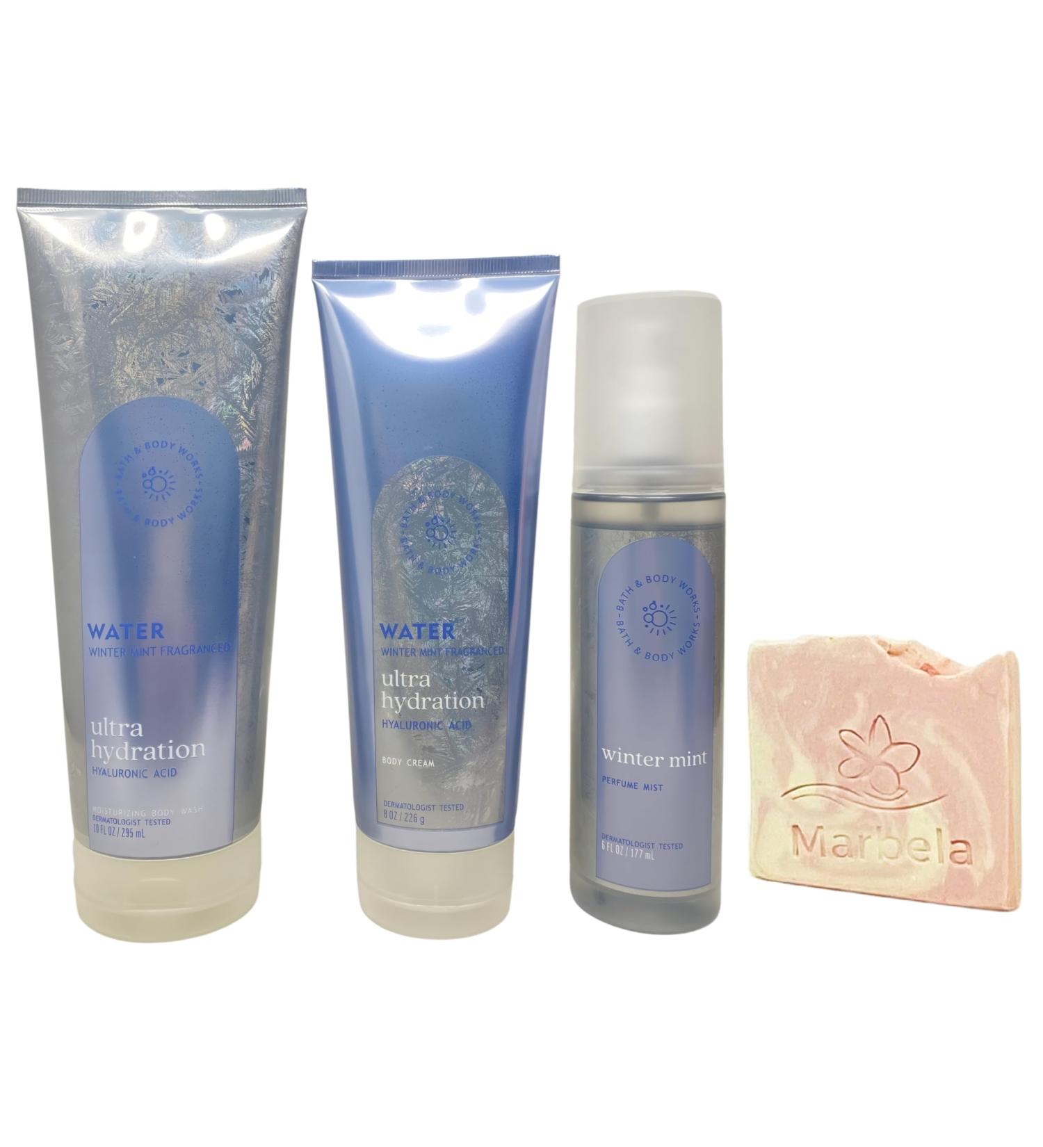 Bath & Body Works Water Winter Mint Moisturizing Body Wash Body Cream and Perfume Mist with a Himalayan Salts Springs Sample Soap - Buy Online on GoSupps.com