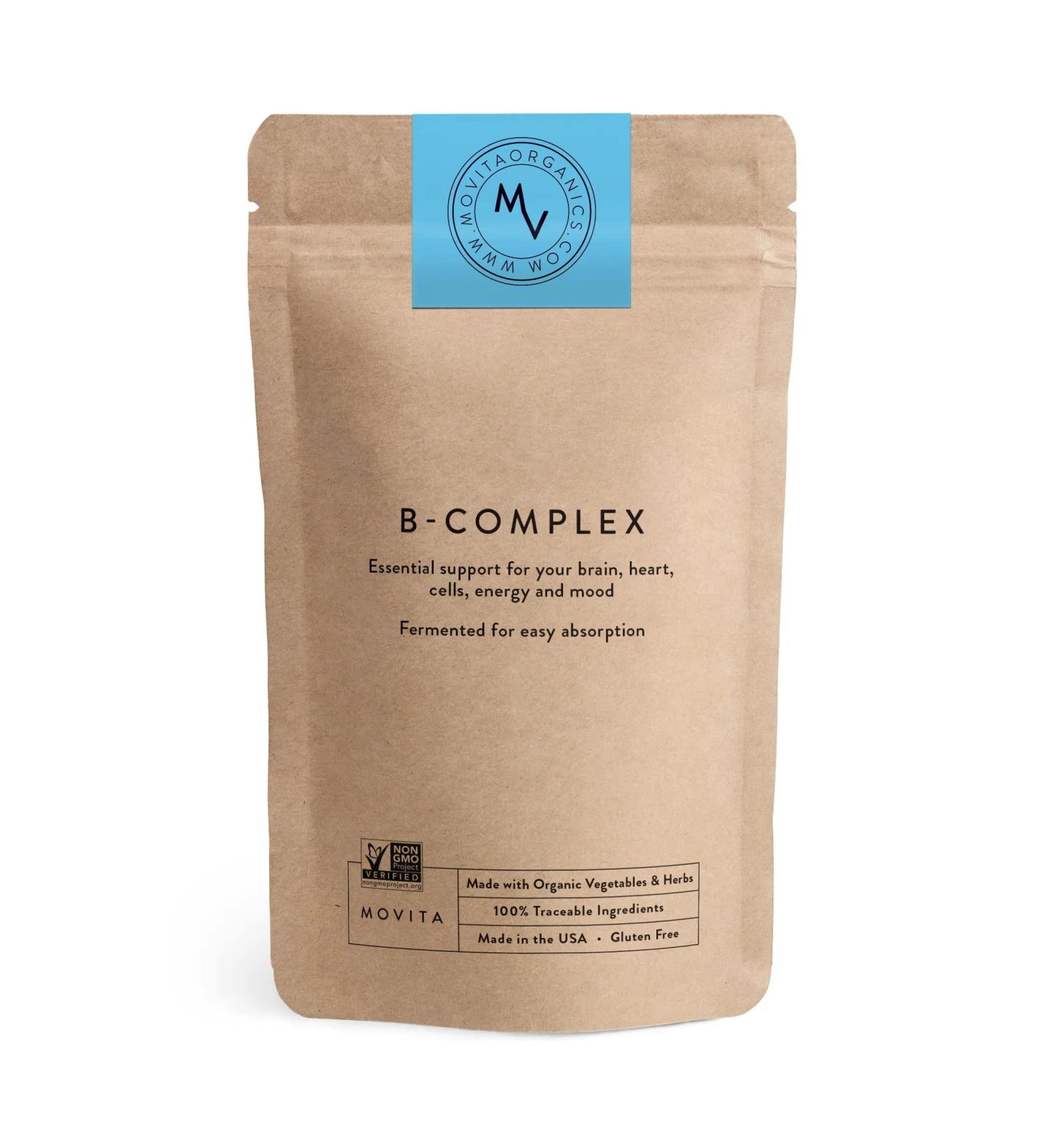Movita Fermented Vitamin B-Complex Pouch - Organic Vegan-Friendly & Gluten-Free - 30 Count - Non-GMO Whole Foods Vitamins & Minerals - Buy Online on GoSupps.com