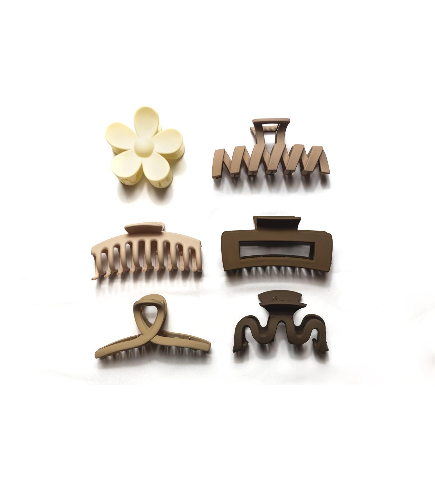 6Pcs Flower Hair Claw Clips for Women - Strong Hold Medium Size Hairclips in Nude - Cute Styling Accessories for Girls with Thick Hair - Buy Online on GoSupps.com
