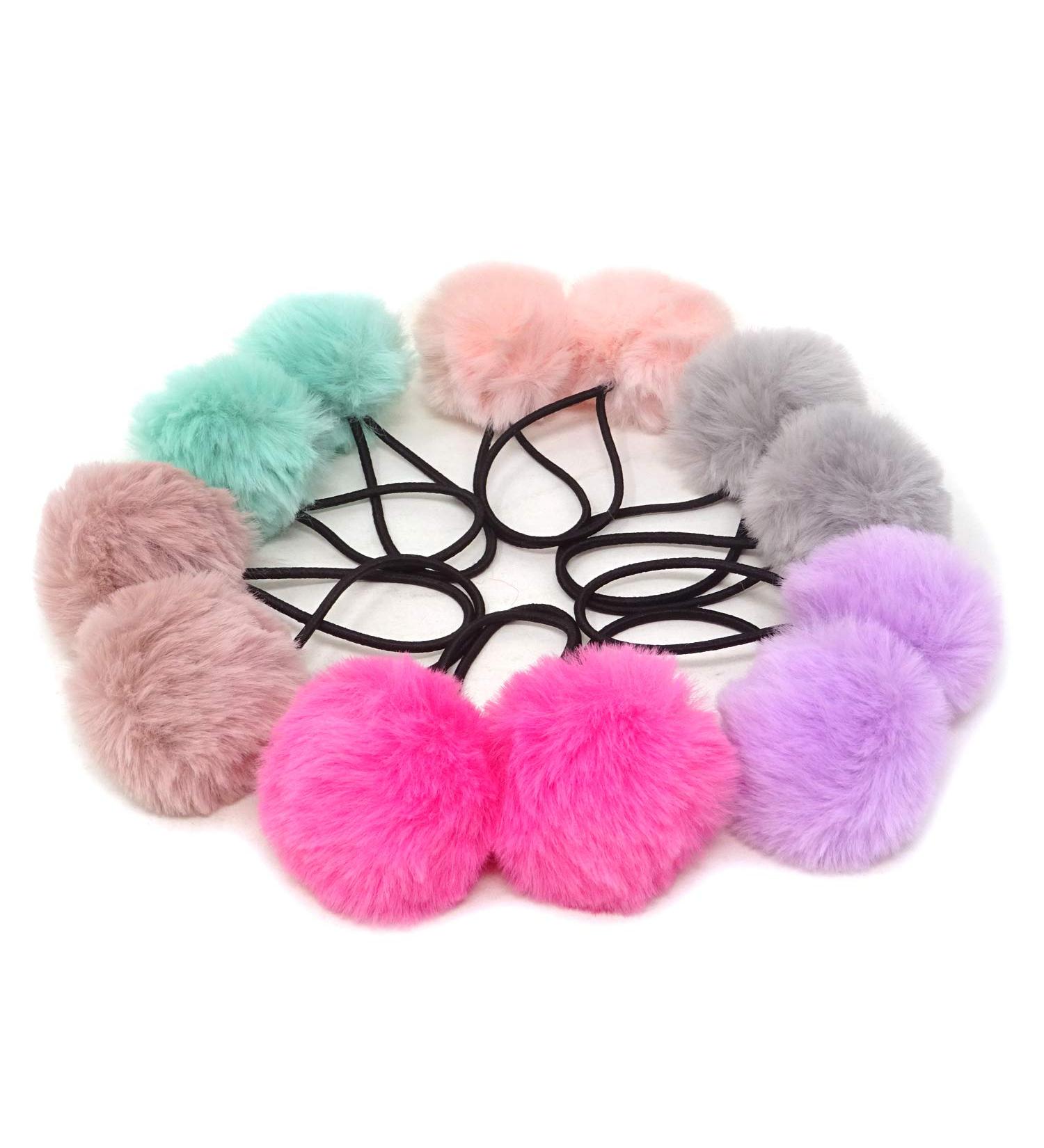 Honbay 12PCS Korean Cute Pom Pom Ball Elastic Hair Ties - Seamless Hair Ropes Ponytail Holders - Buy Online on GoSupps.com