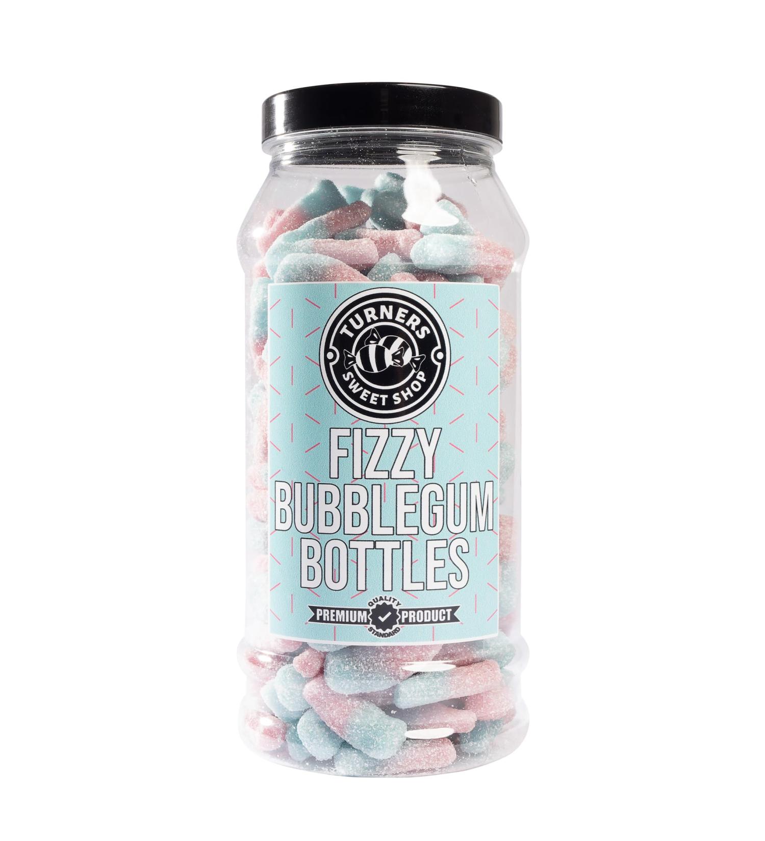 Fizzy Bubblegum Bottles - 550g by Turners Sweet Shop Traditional Retro Gift Jar Classic Original Pick & Mix Sweets Quality Confectionary Fantastic Gifts for Him Her or Them