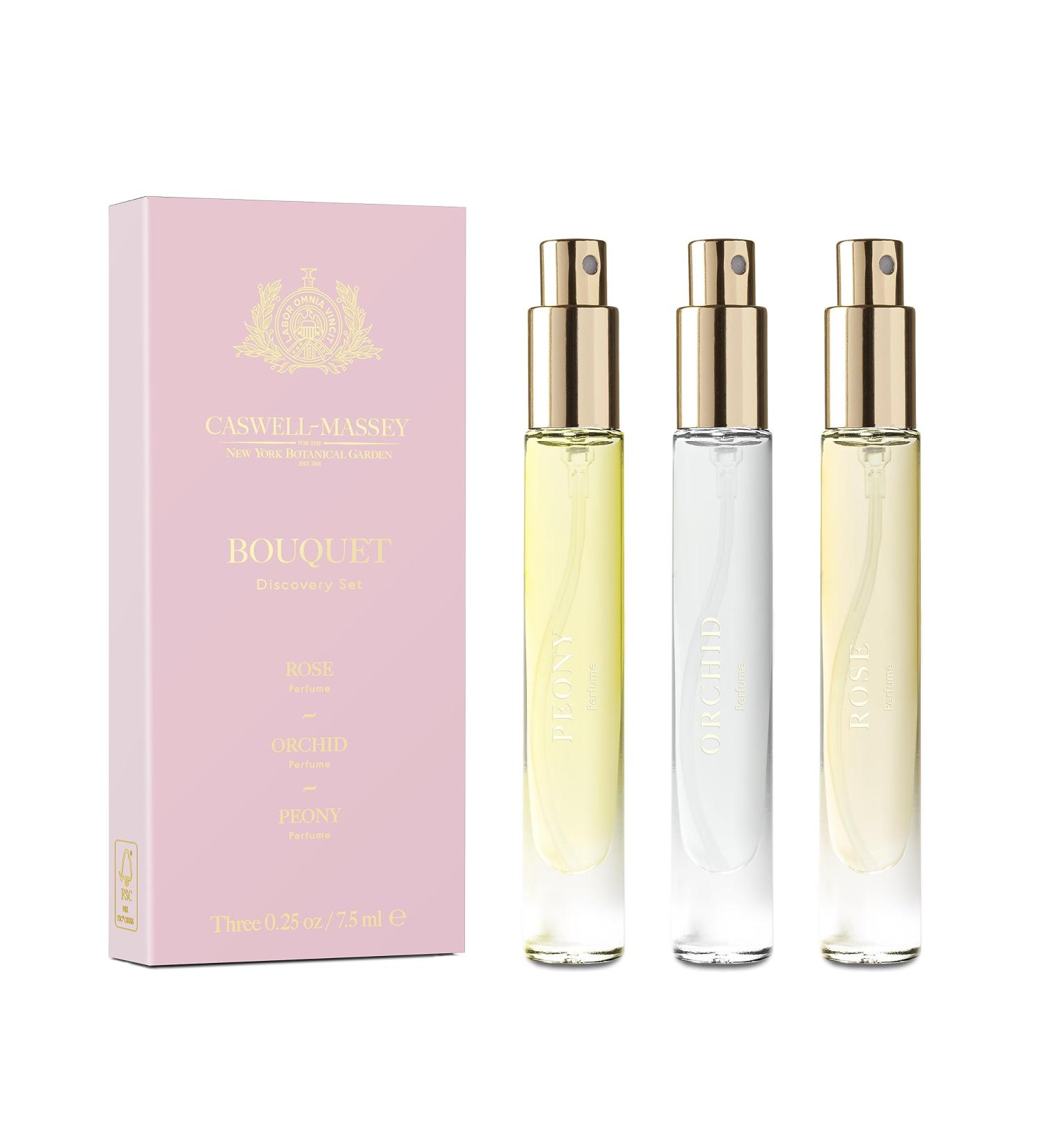 Caswell-Massey Bouquet Discovery Set Includes Peony Orchid & Rose Discover the Beauty of Botanicals Travel Size Perfume Set Perfume for Women 0.25 Fl Oz Each Bouquet Trio 0.75 Fl Oz (Pack of 1) - Buy Online on GoSupps.com