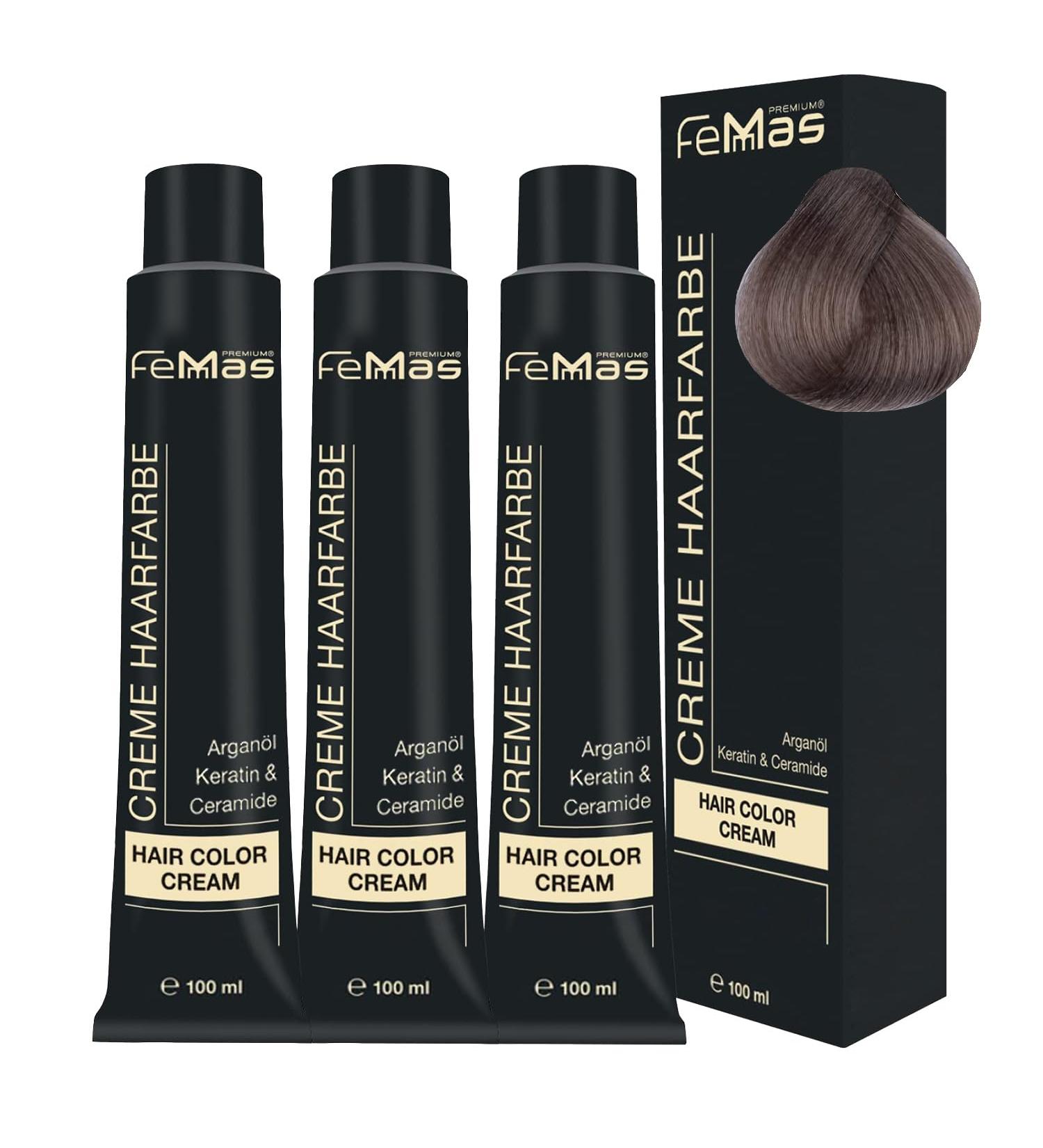 Femmas Hair Color 3x Light Blonde Ash 8.1 | Professional Permanent Cream with Argan Oil Keratin & Ceramids | Radiant Durable Color | 100 ml | 3 Pack - Buy Online on GoSupps.com
