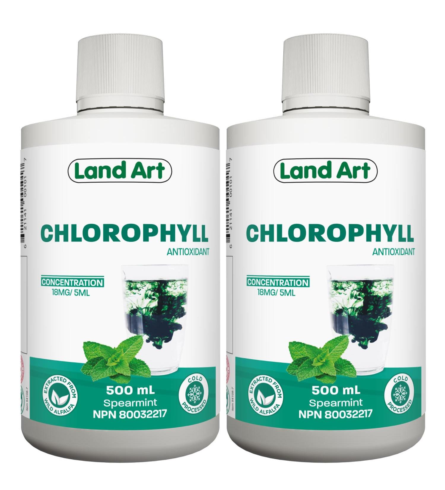Liquid Chlorophyll Mint Cold Extracted from Non-GMO Alfalfa - Detox - Alkaline - Natural Body Deodorant Antioxidant - Made in Canada (Pack of 2) 500 ml (Pack of 2) - Buy Online on GoSupps.com