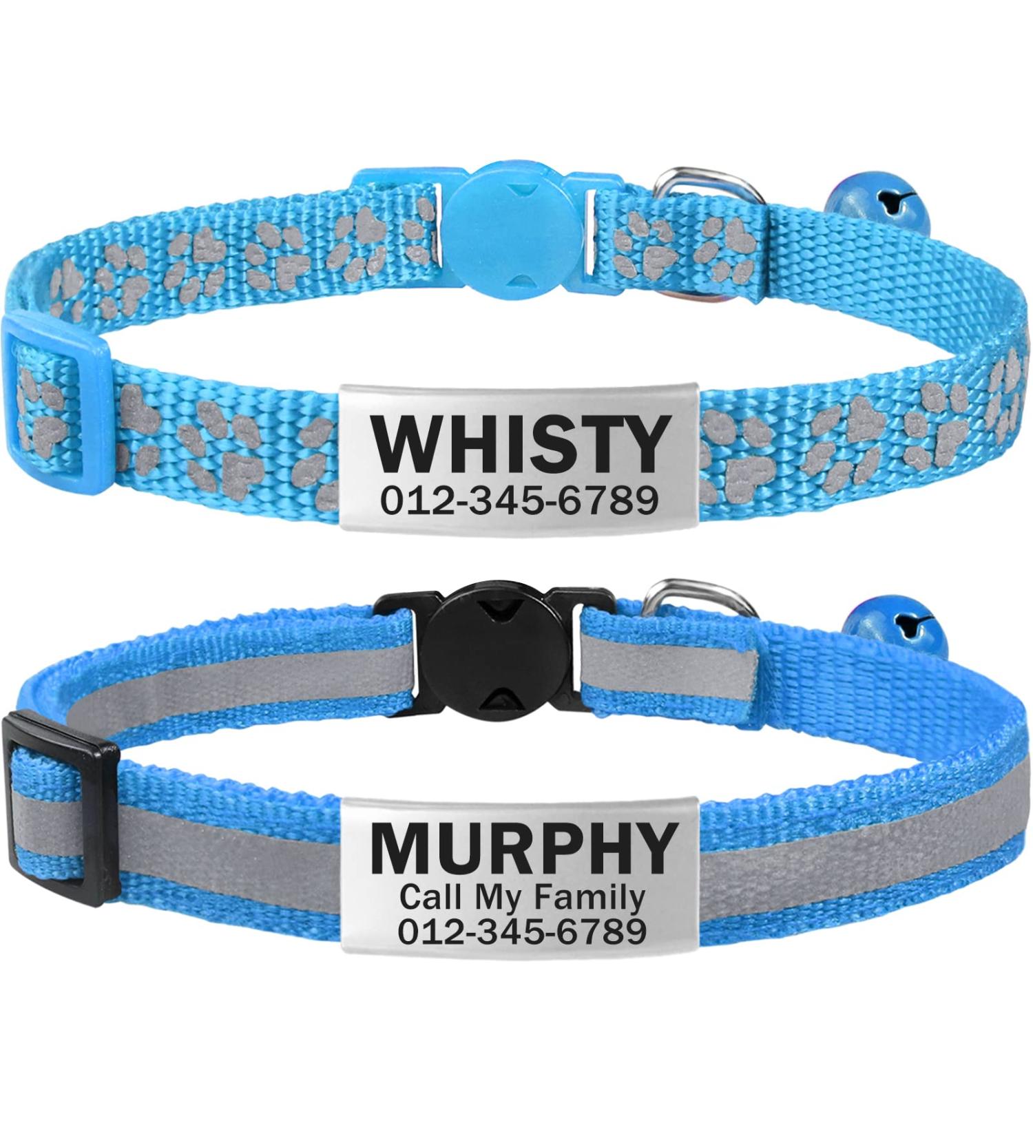 Tagme Cat Collar 2 Pack - Personalized Neck Band with Safety Clasp & Bell | 15-20 cm Sky Blue for Kittens - Buy Online on GoSupps.com