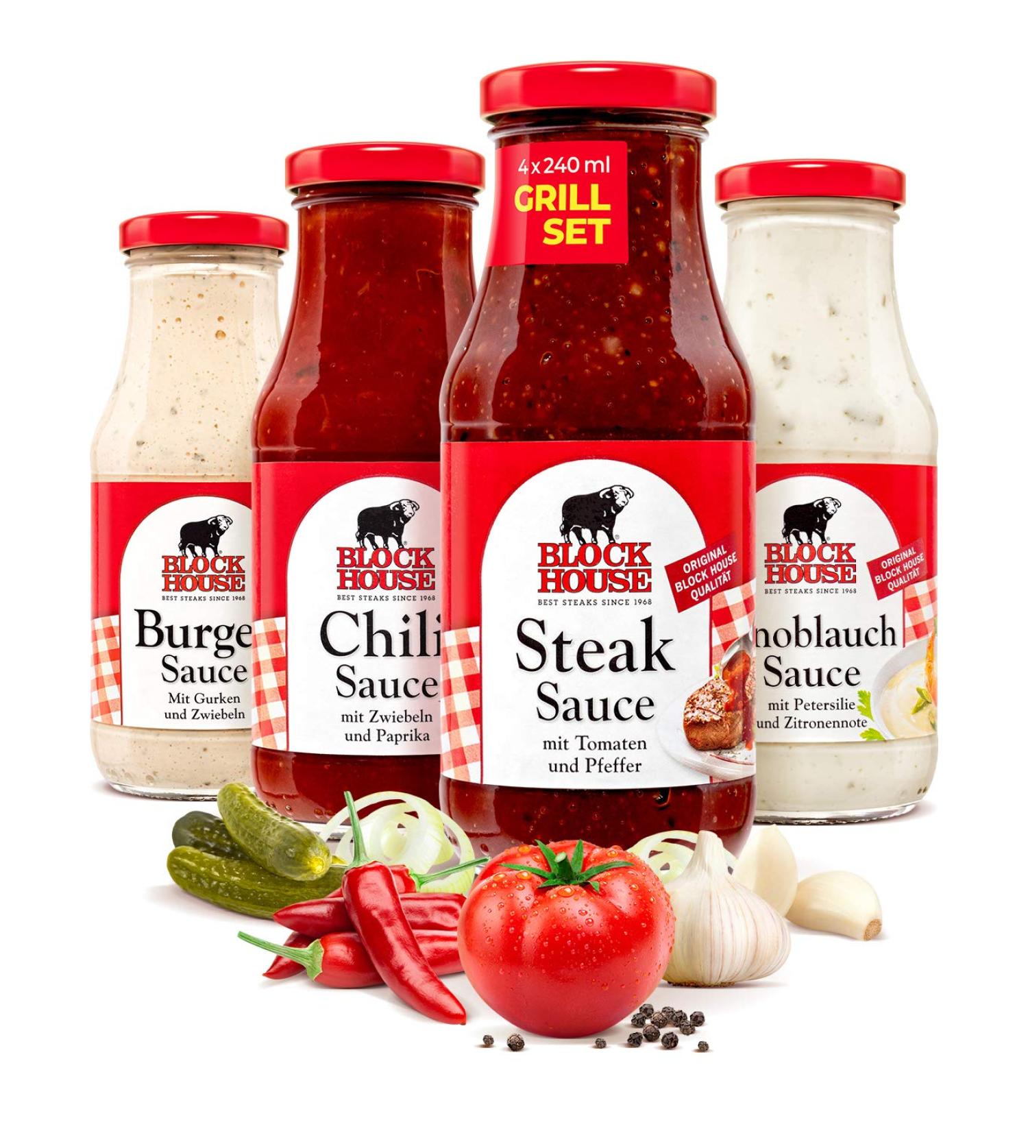 Buy Block House Sauce Set - Burger Chili Steak & Garlic Sauces | International Shipping Available - Buy Online on GoSupps.com