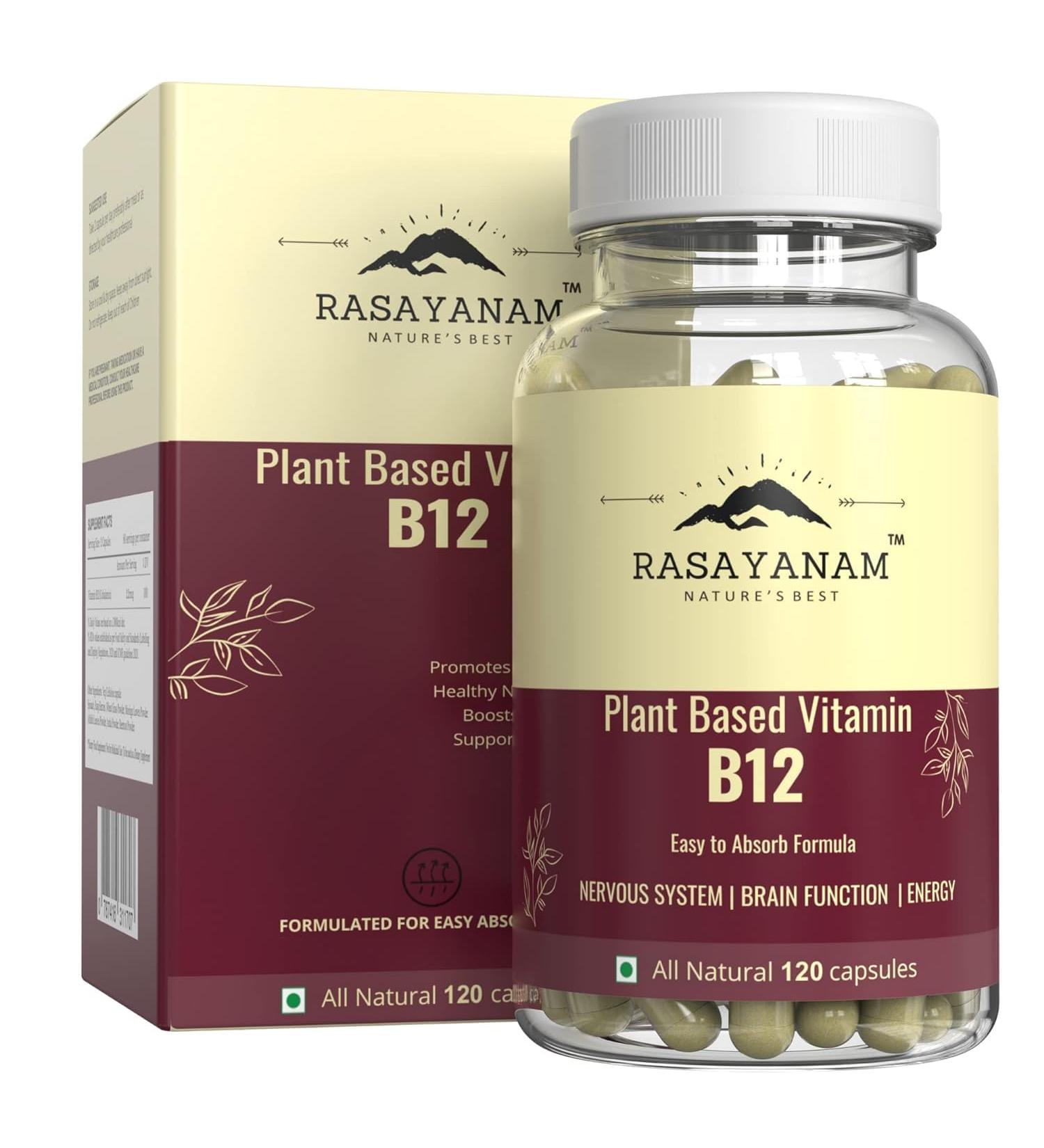 Generic Plant Based Vitamin B12 Supplement for Men & Women (120 Capsules) | Organic Formulation for Vegetarians & Vegans to Support Nervous System & Brain Function - Buy Online on GoSupps.com