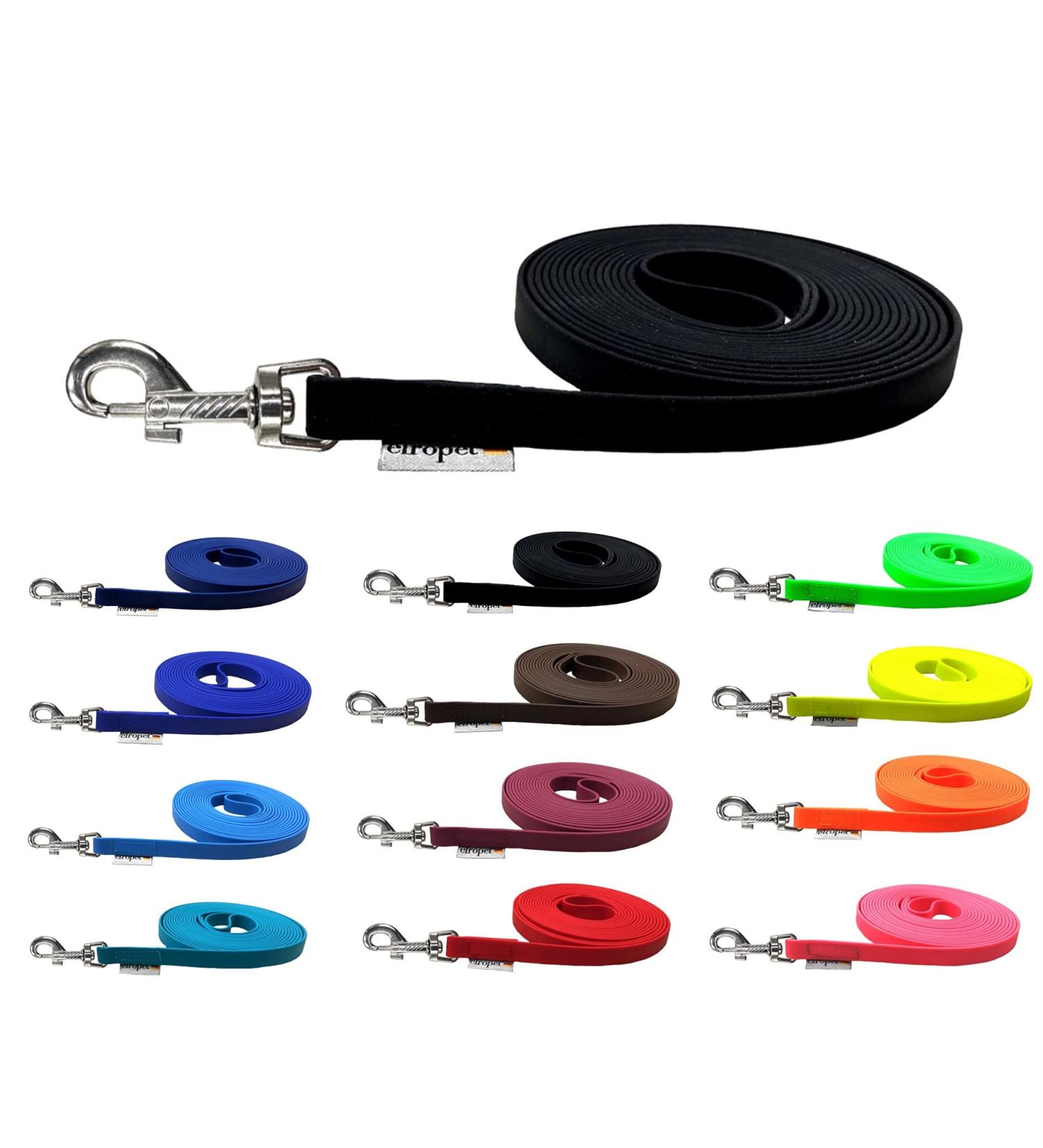 Biothane Dog Leash for Medium/Large Dogs | Durable Drag Line 16mm - 1m 2m 3m 5m 10m 15m - Black - Buy Online on GoSupps.com