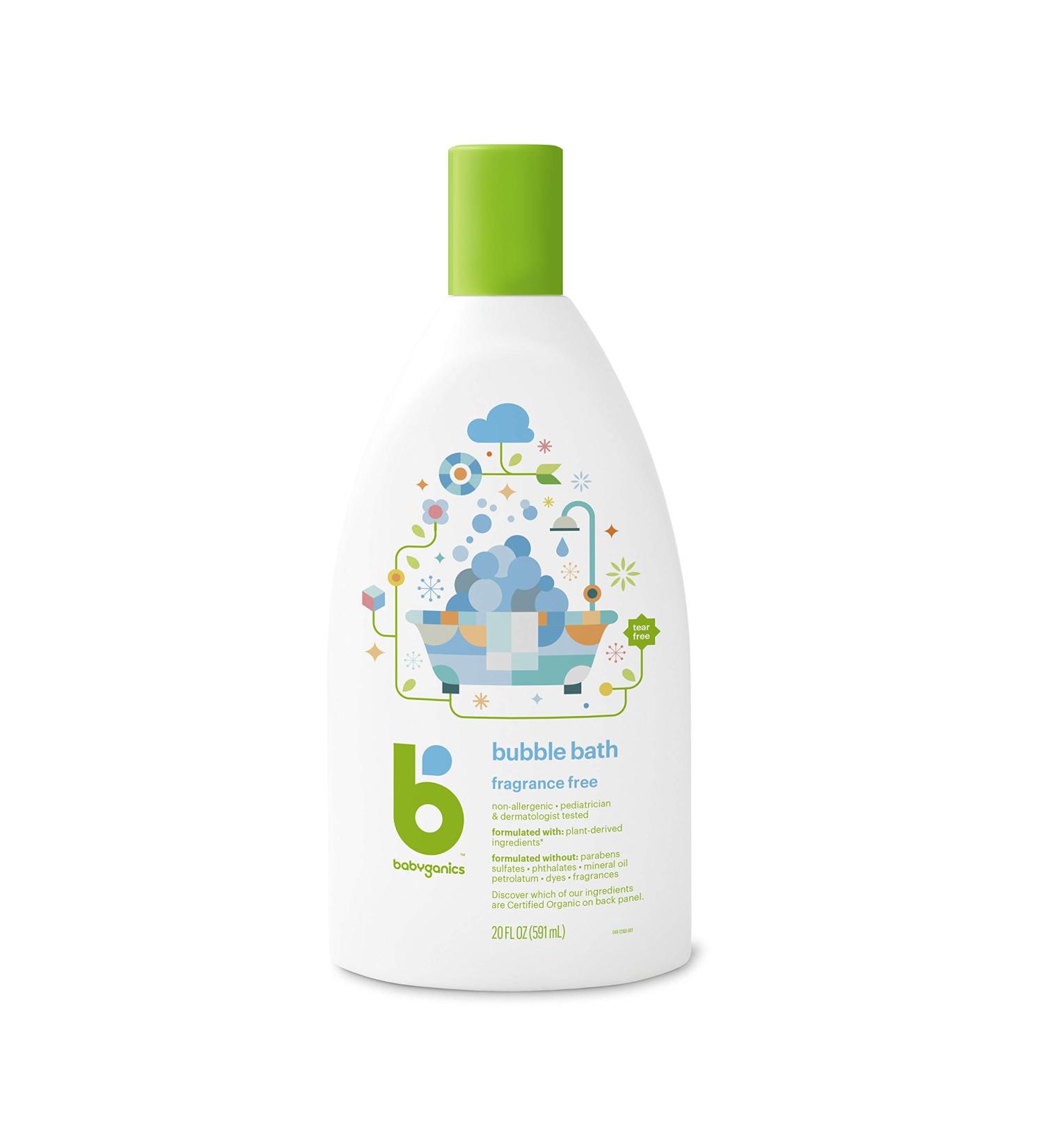 BabyGanics Bubble Bath Fragrance Free - 20oz | Gentle & Safe for Sensitive Skin - Buy Online on GoSupps.com