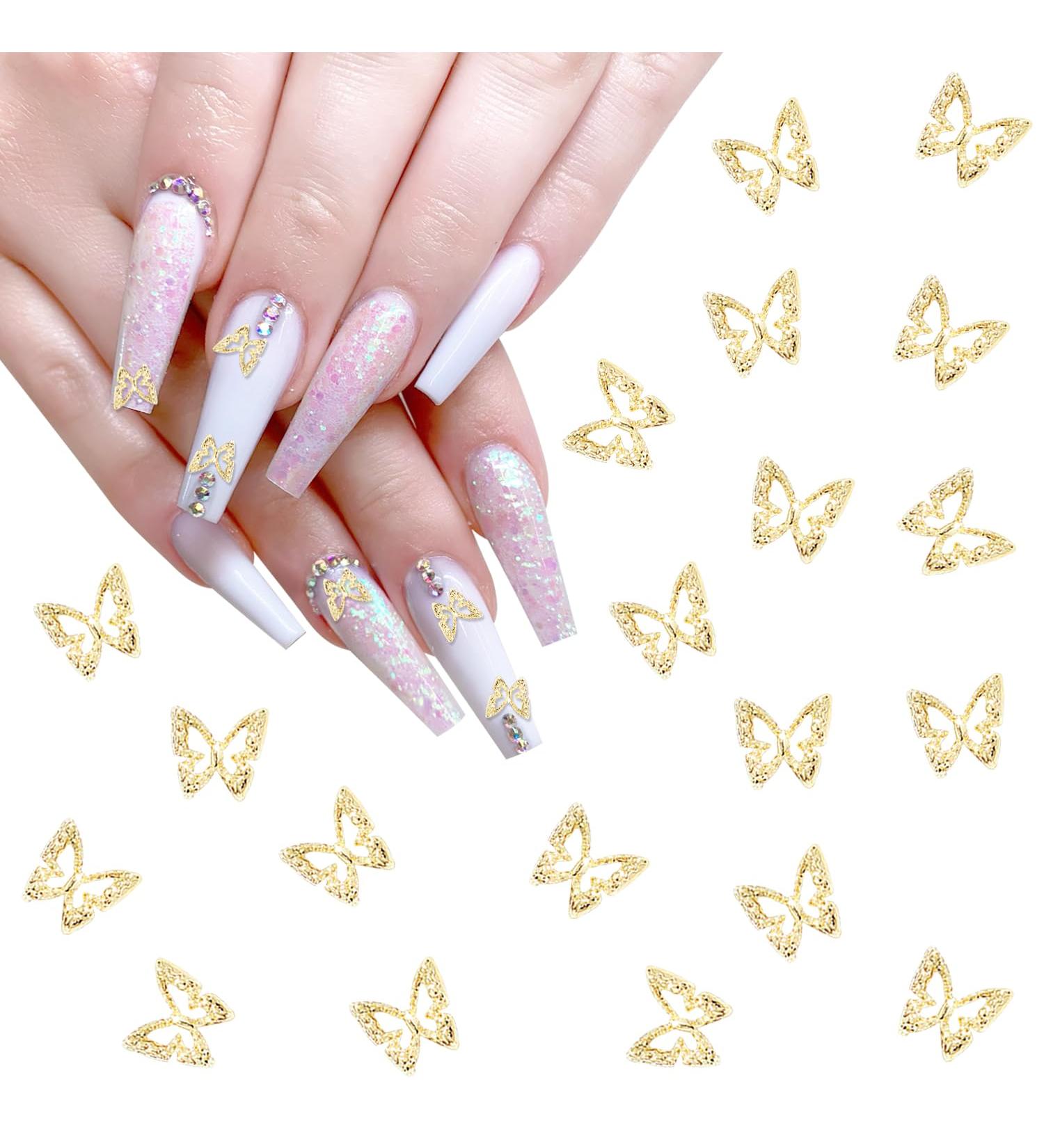 20 Butterfly Nail Charms - 3D Metal Edelstones for DIY Nail Art & Jewelry Decoration - Perfect for Women & Girls - Buy Online on GoSupps.com
