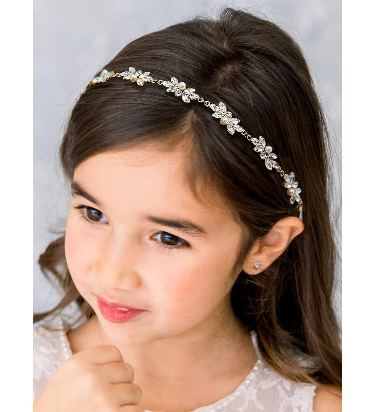 Sweetv Flower Girl Headband - Princess Crystal Hairpiece for Wedding, Birthday Party, First Communion - Buy Online on GoSupps.com