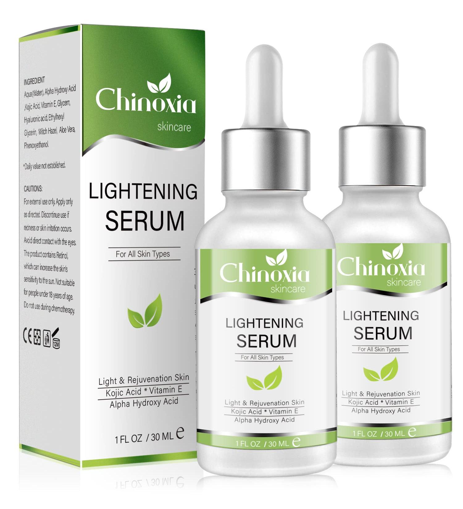 Skin Brightening Serum with Kojic Acid - Dark Spot Corrector for Face & Body - Fade Hyperpigmentation & Melasma - 1 oz (Pack of 2) - Buy Online on GoSupps.com