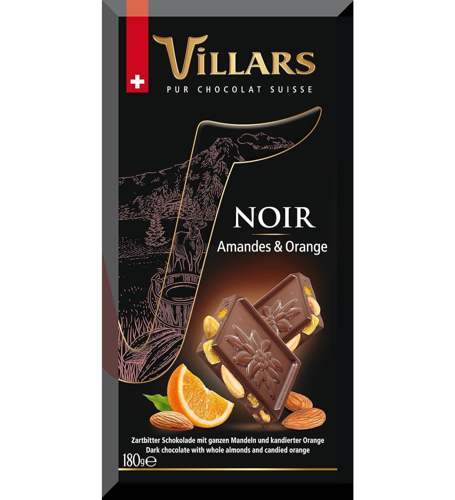 Villars Villars Swiss Dark Chocolate with Almonds and Orange - 180g