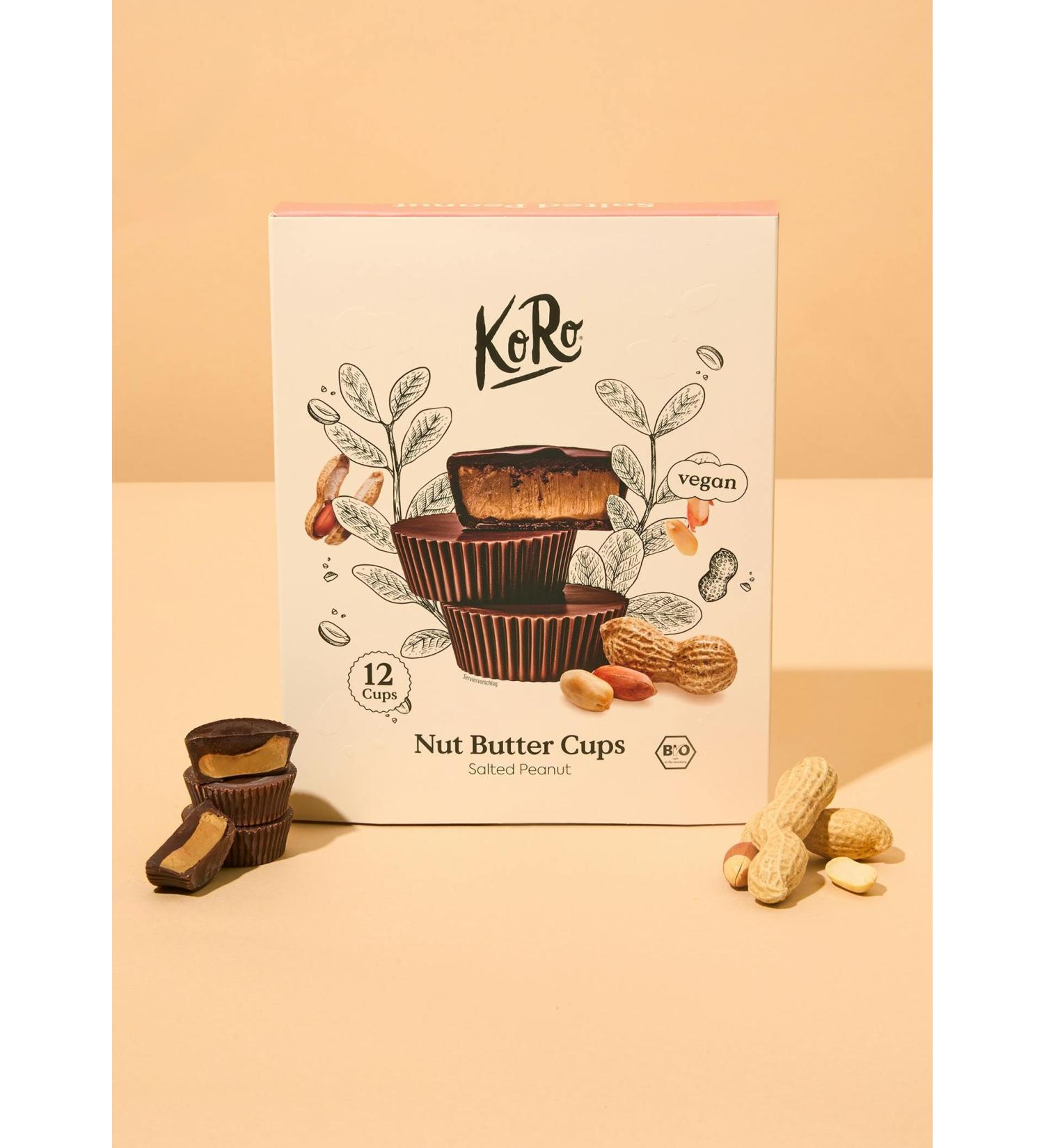 KoRo - Nut Butter Cups Organic Salted Peanuts Gift Set 12 x 13g - Sweet with coconut blossom sugar - Vegan - Ideal gift for gourmets - Buy Online on GoSupps.com