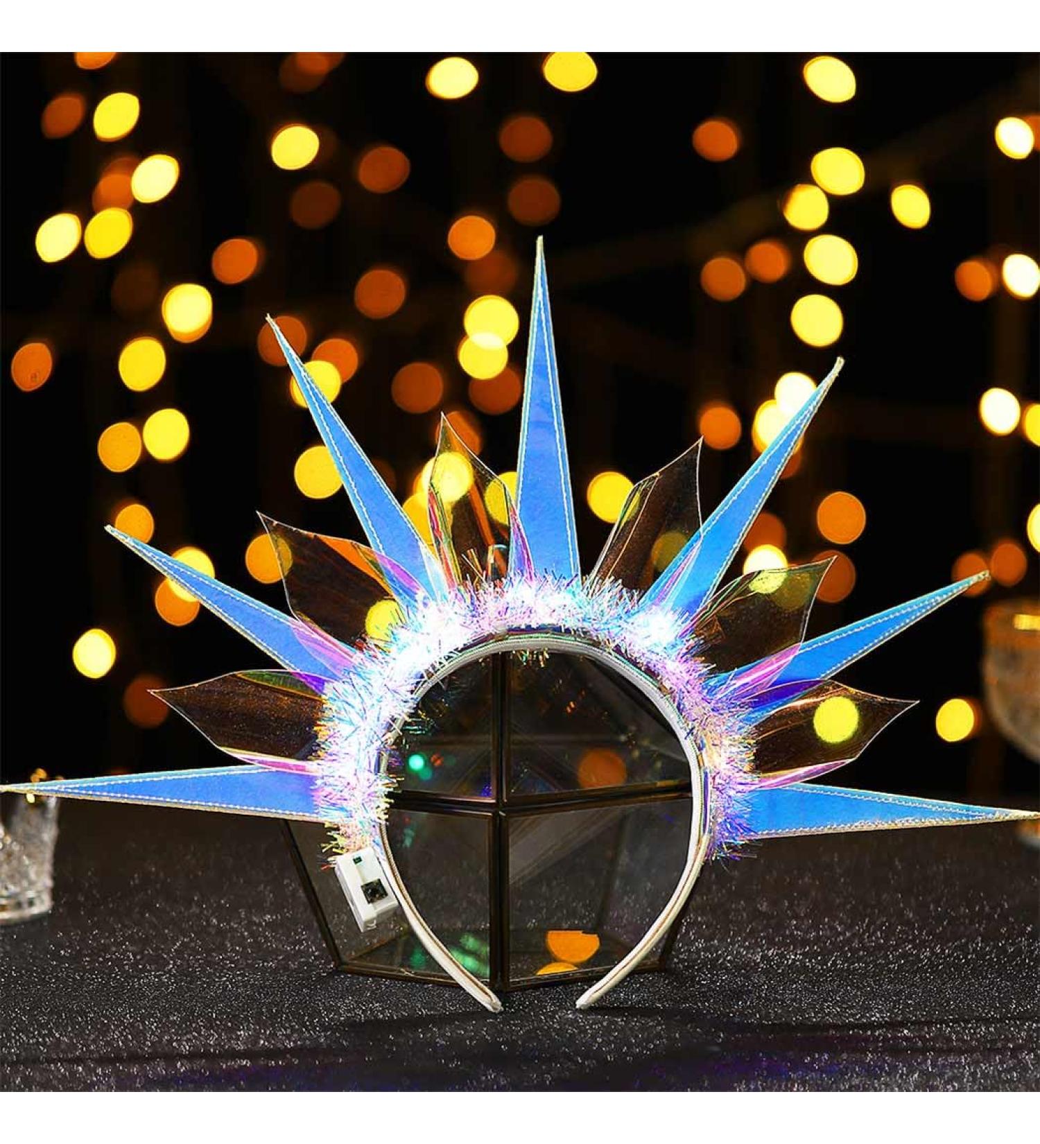 Zoestar Light Up Headband LED Crown Headbands Goddess of Liberty Glowing Hair Hoop Party Rave Hair Accessories for Women and Girls (A) - Buy Online on GoSupps.com