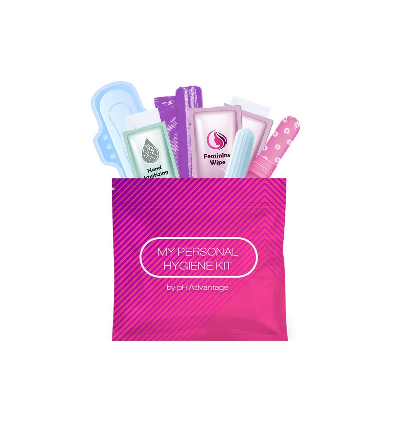 Menstrual Kit All-in-One Convenient Single Period Pack for Traveling Teens | Individually Wrapped Feminine Hygiene Products (Pink) - Buy Online on GoSupps.com