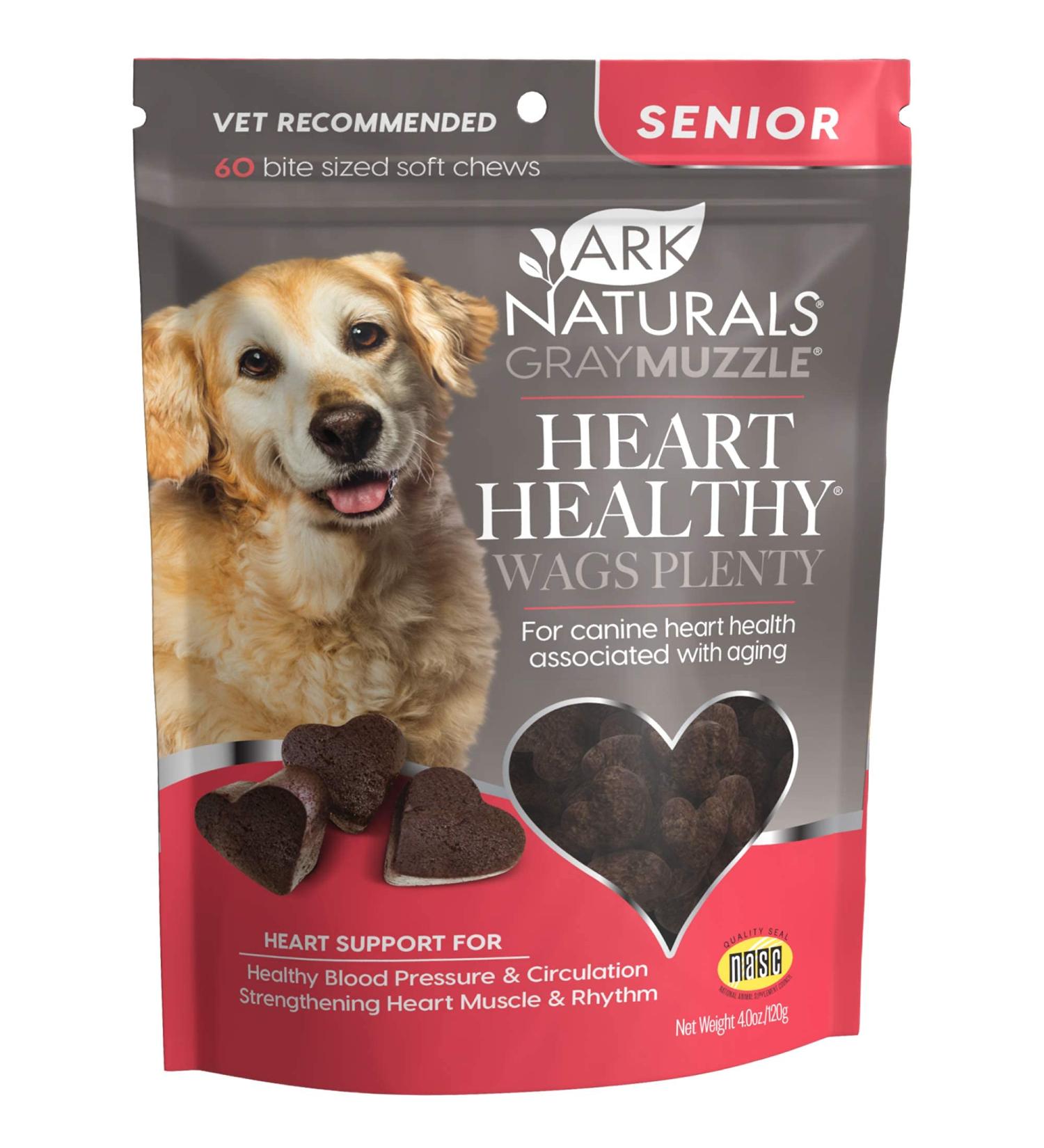 Gray Muzzle Heart Healthy Dog Chews - Vet Recommended for Senior Dogs, 60 Count | Supports Heart & Circulation - Buy Online on GoSupps.com