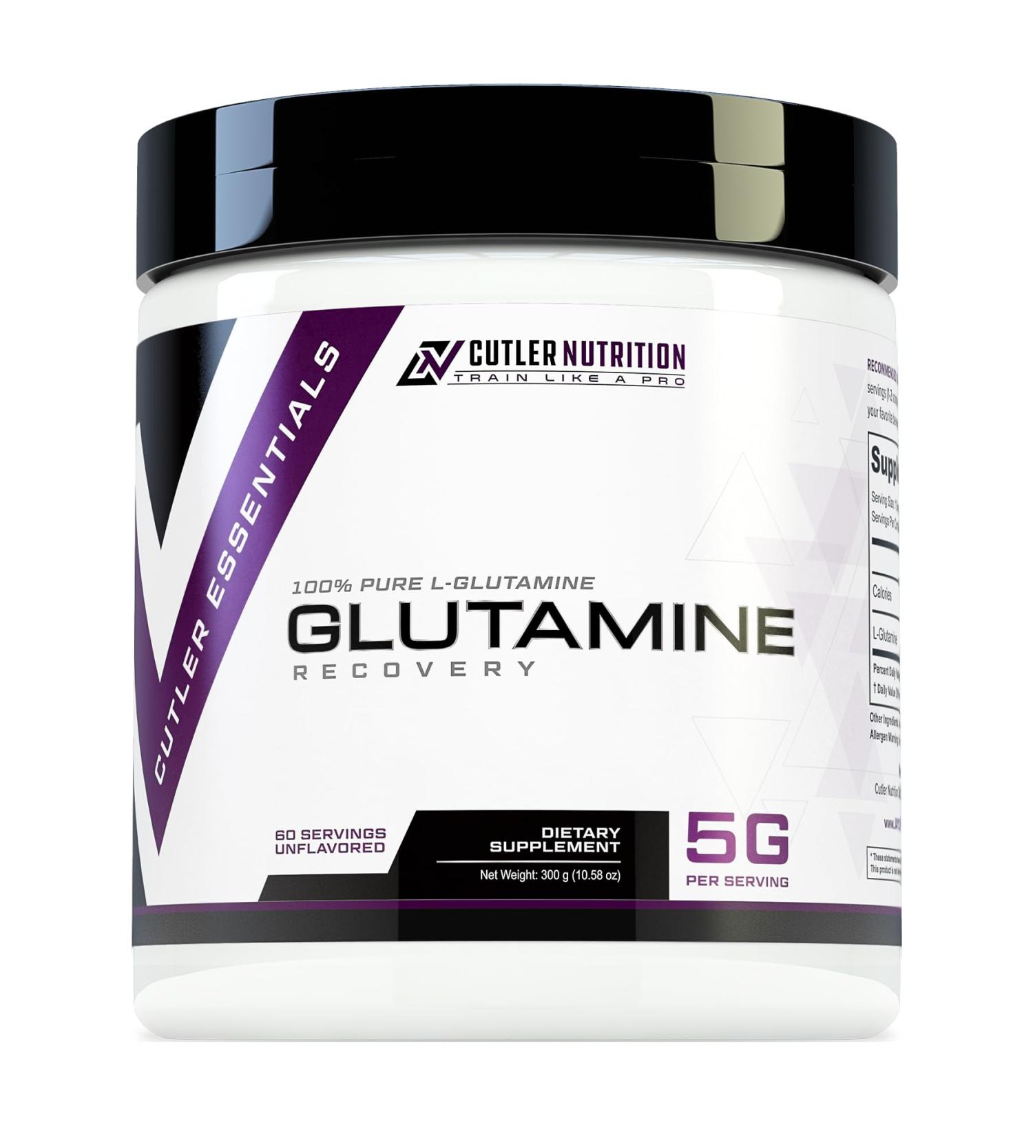 Cutler Essentials 100% Pure L-Glutamine for Enhanced Recovery Lean Muscle Support and Improved Protein Synthesis | Unflavored 60 Servings - Buy Online on GoSupps.com