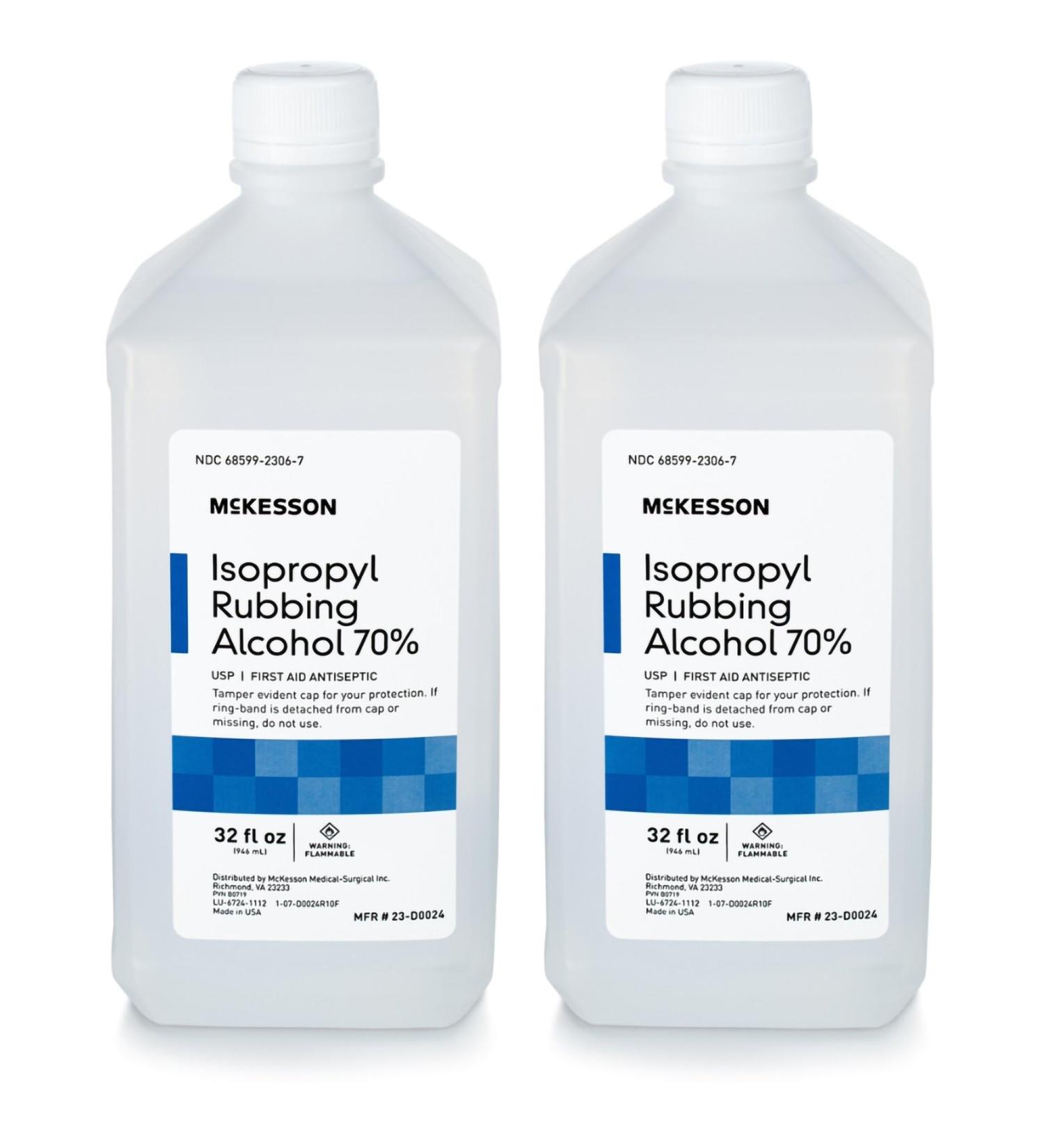 McKesson Isopropyl Rubbing Alcohol 70% 2 Count USP First Aid Antiseptic 32 oz 32 Fl Oz (Pack of 2) - Buy Online on GoSupps.com