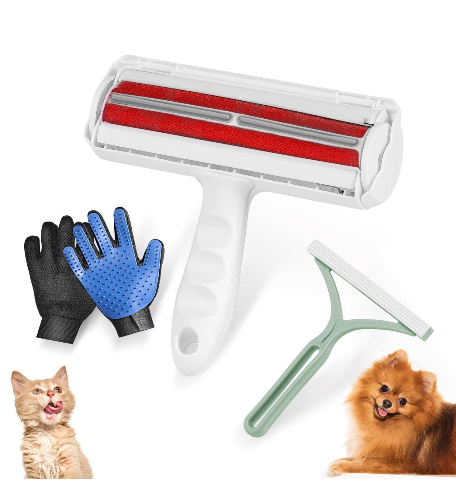 JOYI YAN 3 Piece Pet Bath Cleaning Kit - Hair Removal Roller, Grooming Gloves, Portable Brush for Dogs and Cats - Buy Online on GoSupps.com