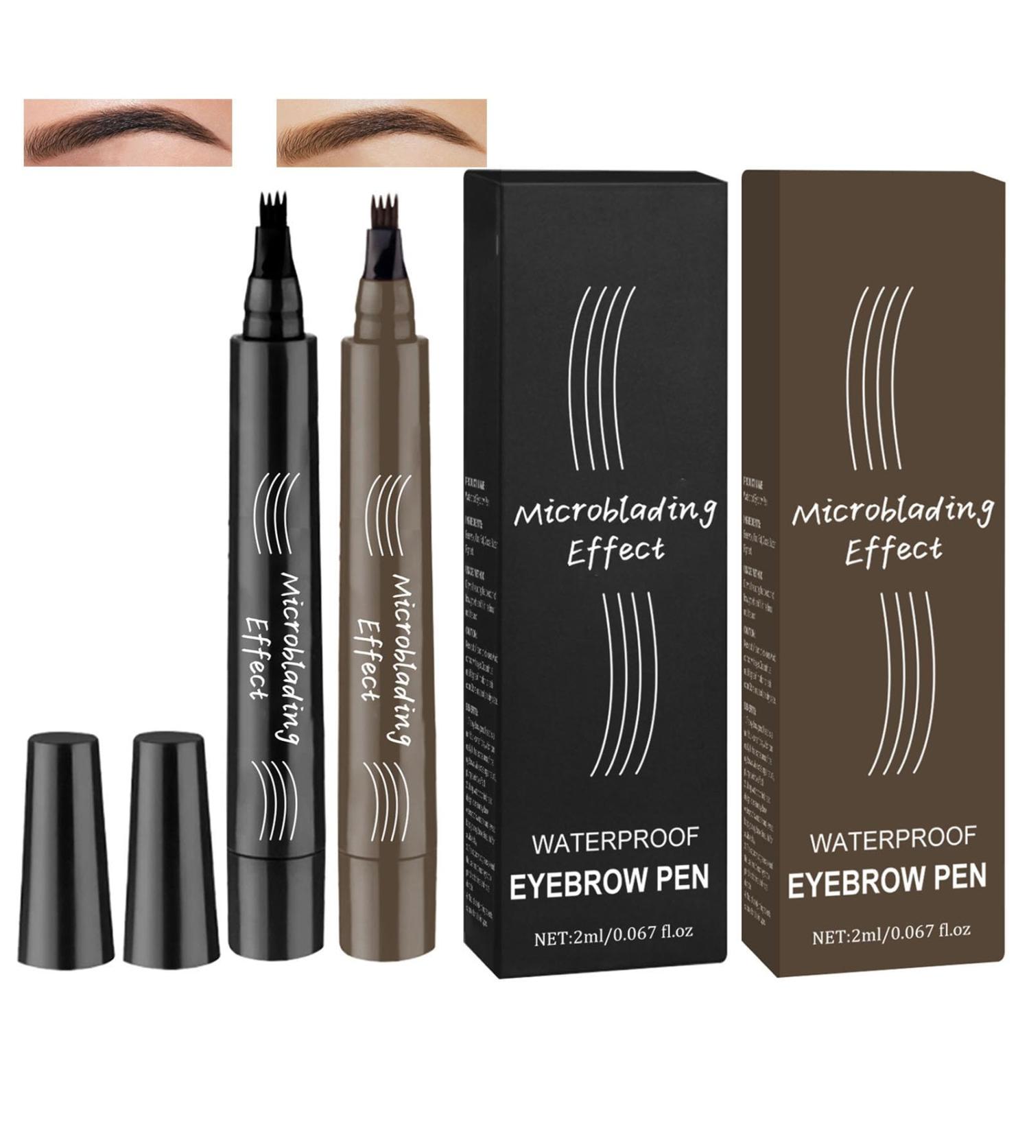 2 PCS Eyebrow Pencil Eyebrow Pen Waterproof Brow pen Microblading Eye Brow Pencils Long Lasting Natural Eyebrow Pen Black & Black-gray 2 count (Pack of 1) 02 Black & Black-gray - Buy Online on GoSupps.com