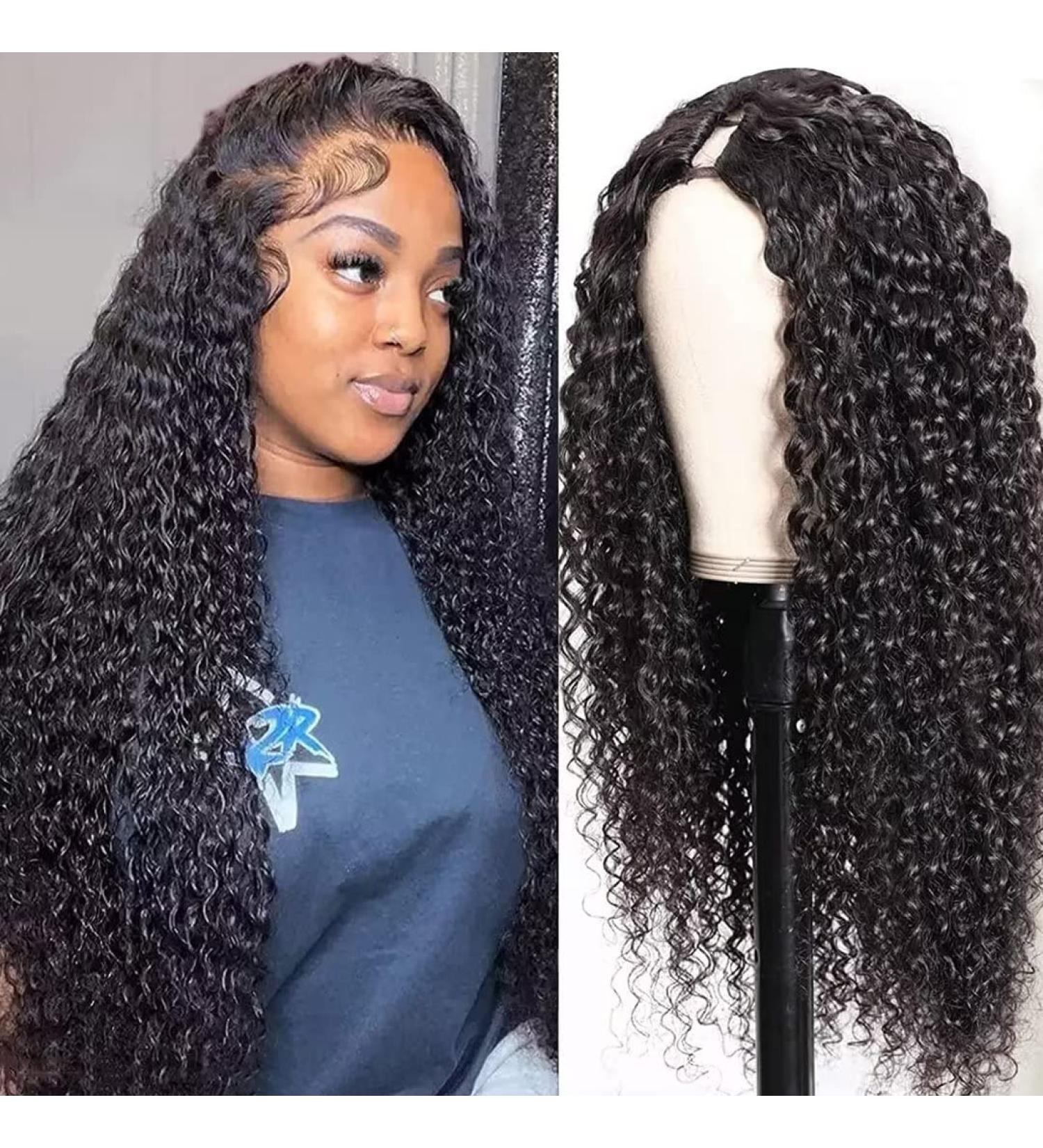 RXY V Part Wig Human Hair Deep Wave 16 - No Glue Thin Part, No Leave Out - Deep Curly Style - Buy Online on GoSupps.com
