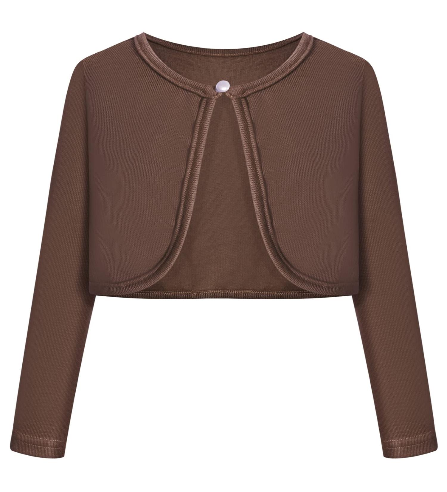 Bonny Billy Girls Knitted Cotton Bolero Shrug Cardigan | Kids Clothing 3-4 Years | Coffee - Buy Online on GoSupps.com