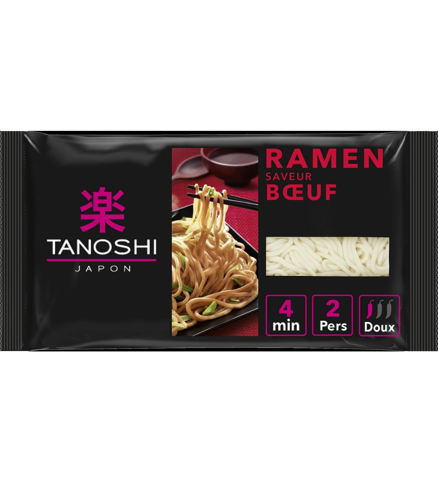 TANOSHI - Pre-cooked Ramen Beef Flavor - Instant Japanese Noodles - For 2 People - 360g - Buy Online on GoSupps.com