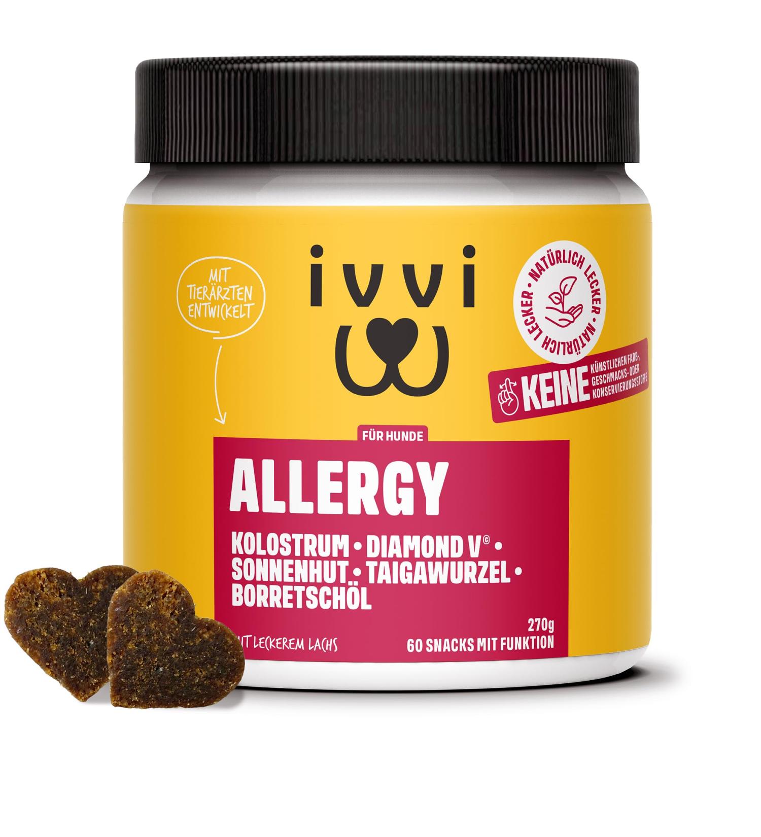 Buy ivvi Allergy Snacks for Dogs | 60 Salmon Treats for Allergies & Immune Support - 270g International Shipping - Buy Online on GoSupps.com