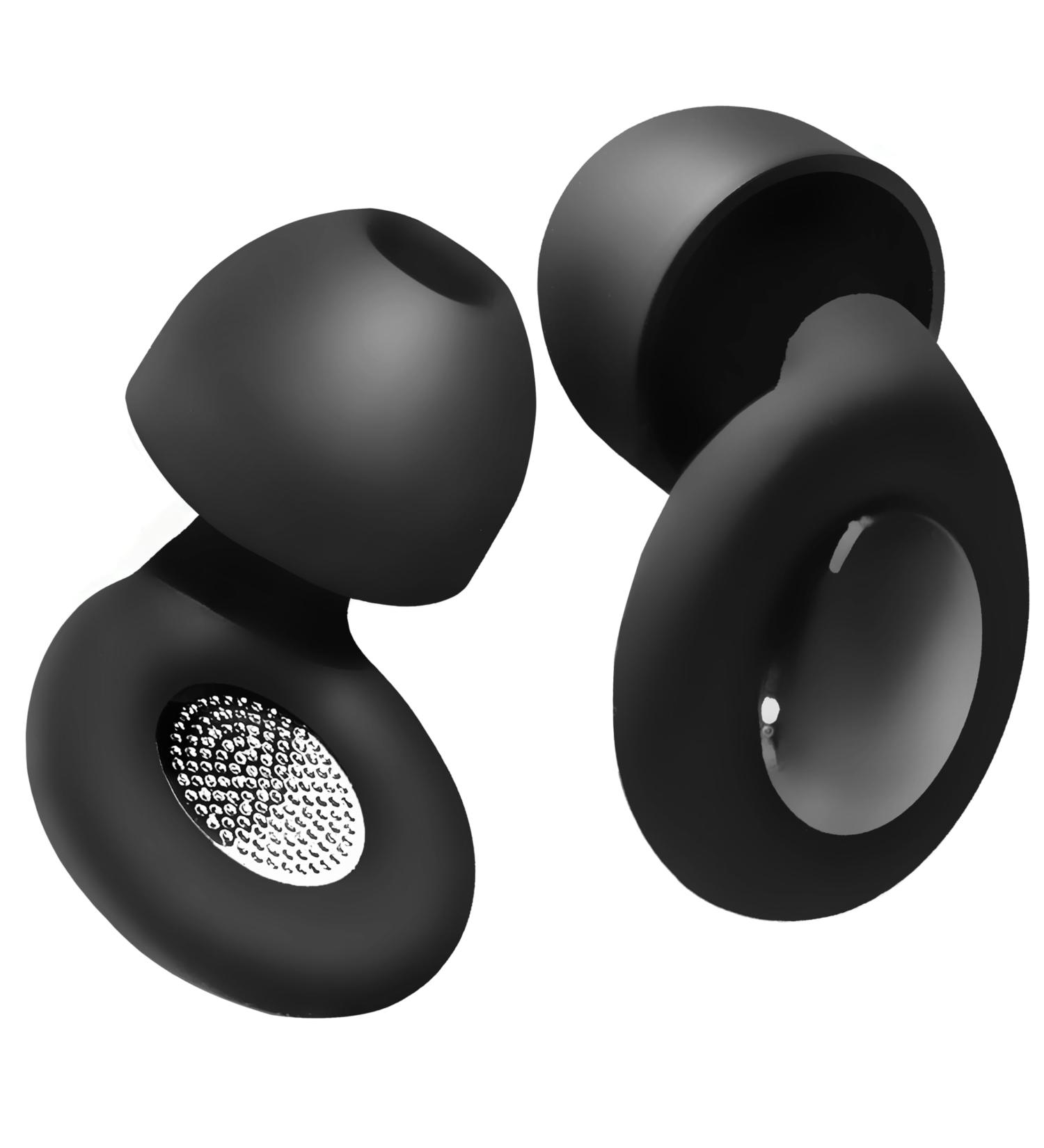 Buy Noise Cancelling Ear Plugs for Sleeping - Reusable Silicone - Perfect -27dB Noise Reduction - Hearing Protection for Study & Work - 4 Sizes XS/S/M/L - Black - Buy Online on GoSupps.com