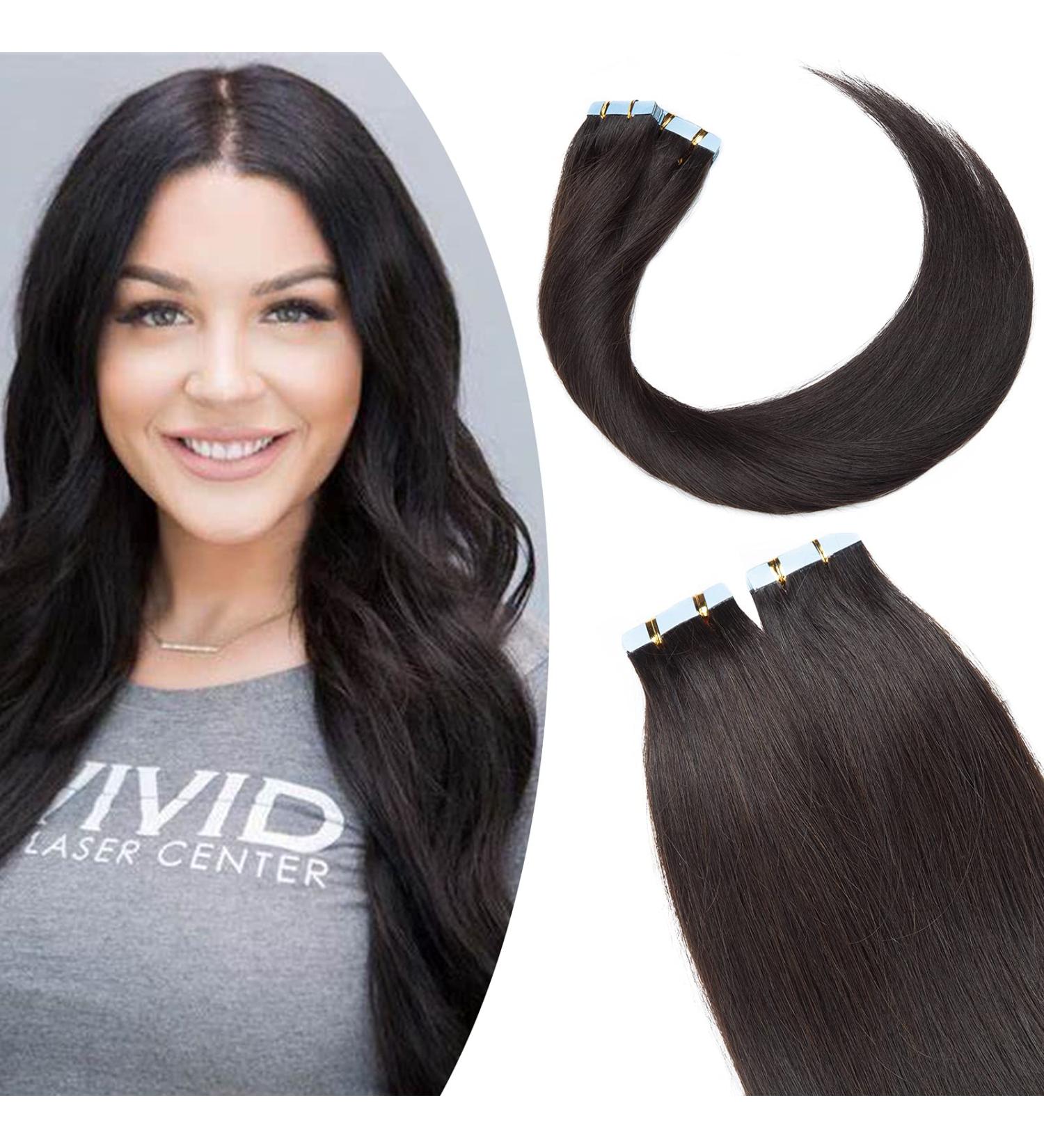 SEGO TAPE Extensions - 100% Remy Human Hair Natural Black 30cm 10 Bricks 20g Adhesive Tape 7A Quality - Buy Online on GoSupps.com