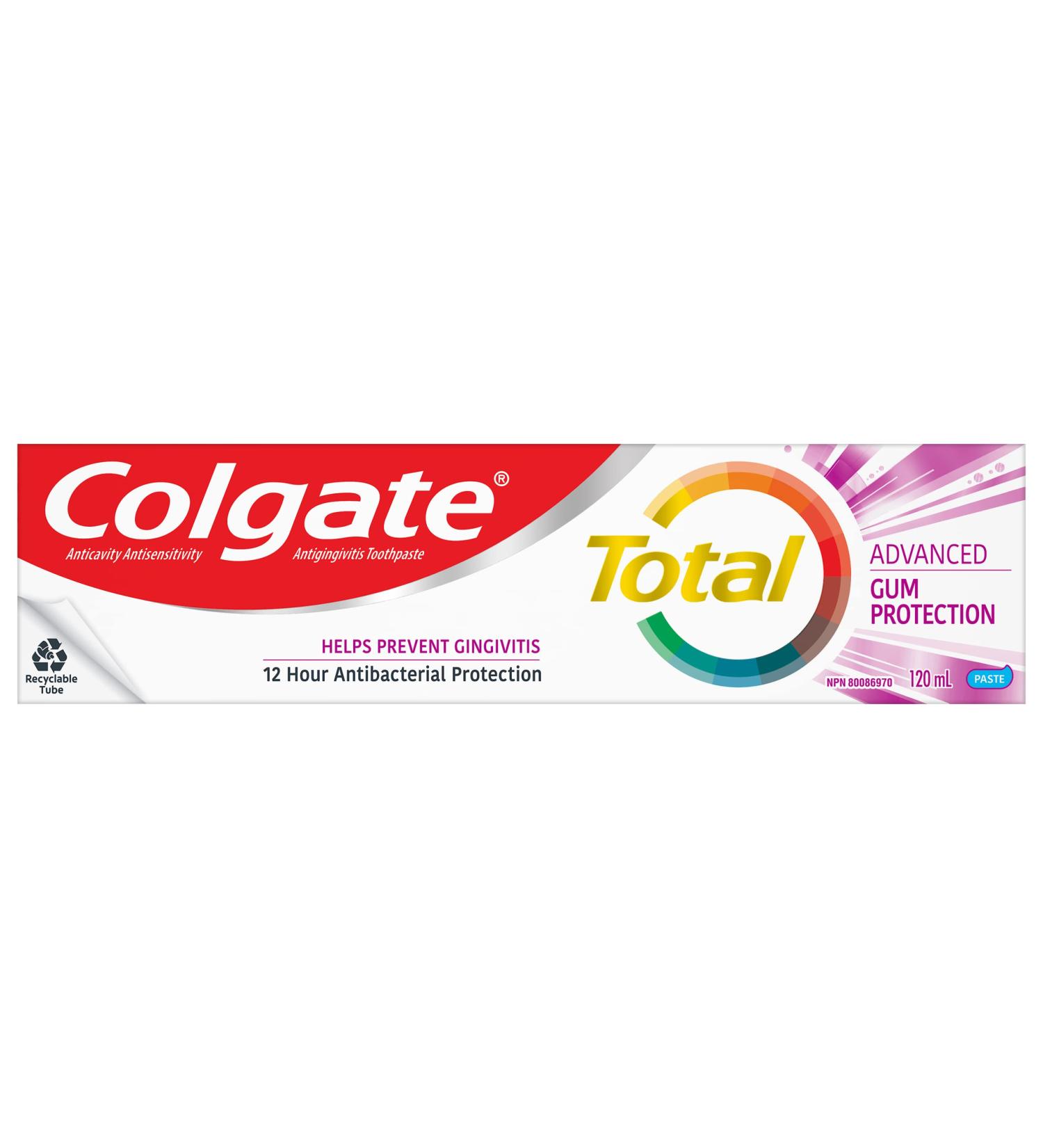 Colgate Total Advanced Gum Protection Toothpaste Multi-Benefit Teeth Whitening Toothpaste That Helps Prevent Gingivitis and Improves Gum Health 120 mL - Buy Online on GoSupps.com